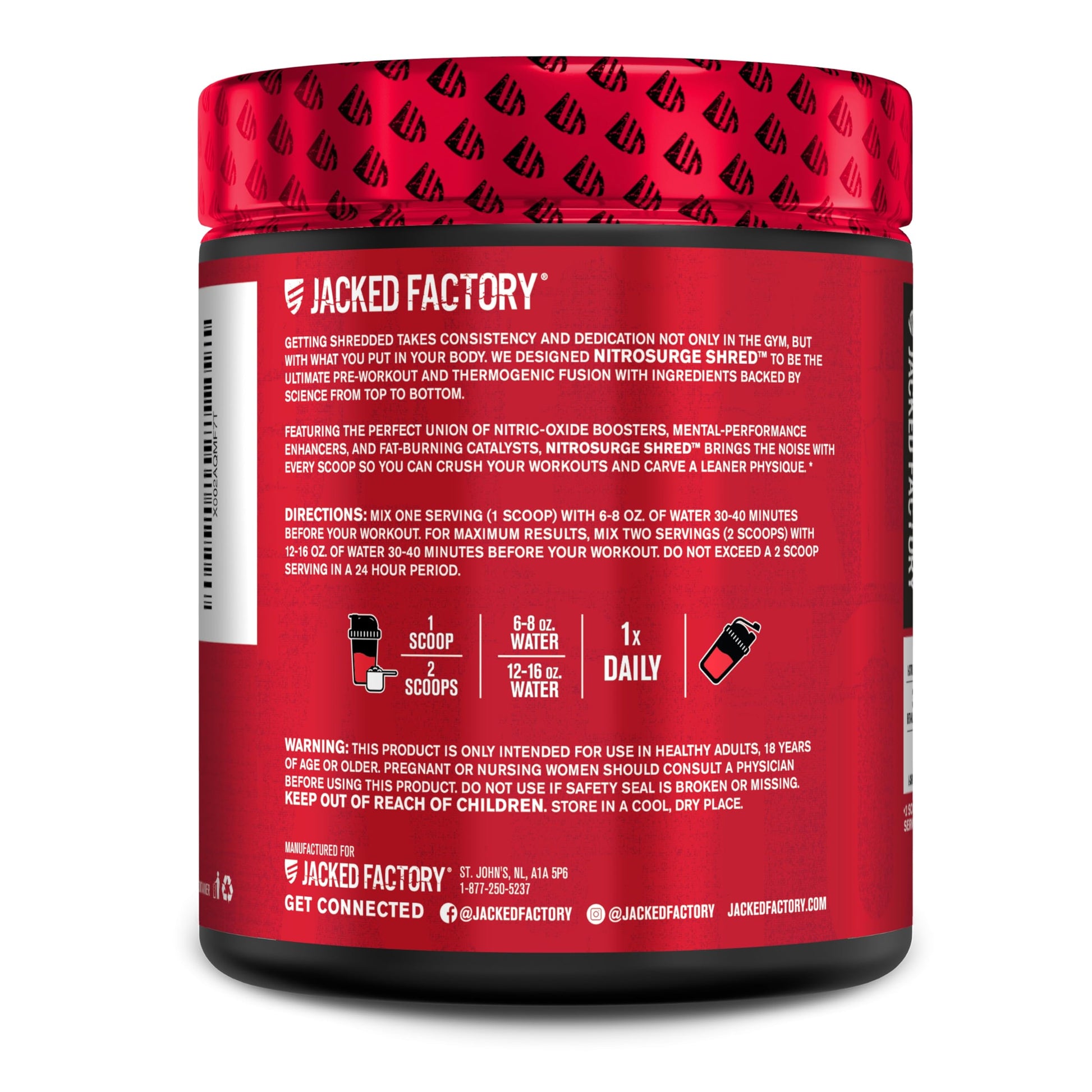 Jacked Factory NITROSURGE Shred Pre Workout Supplement - Energy Booster, Instant Strength Gains, Sharp Focus, Powerful Pumps - Nitric Oxide Booster & PreWorkout Powder - 30Sv, Fruit Punch Jacked Factory buy supplements canada