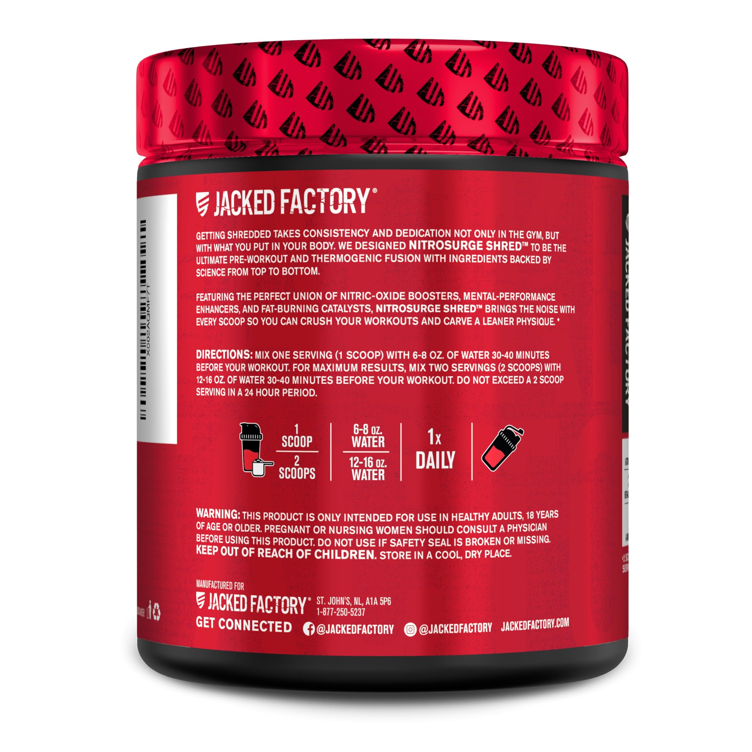Jacked Factory NITROSURGE Shred Pre Workout Supplement - Energy Booster, Instant Strength Gains, Sharp Focus, Powerful Pumps - Nitric Oxide Booster & PreWorkout Powder - 30Sv, Fruit Punch Jacked Factory buy supplements canada
