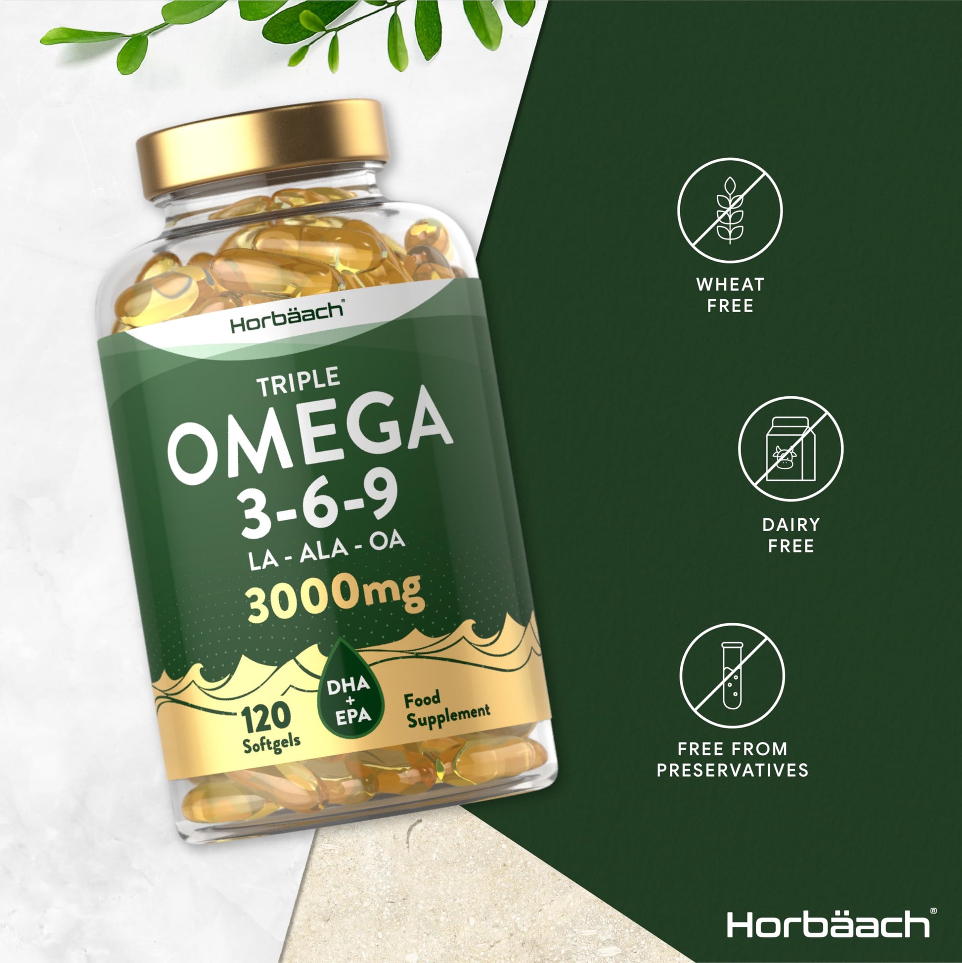 Omega 3 6 9 Capsules High Strength | 3000mg | 120 Softgels | Triple Omega 369 Horbäach buy supplements canada