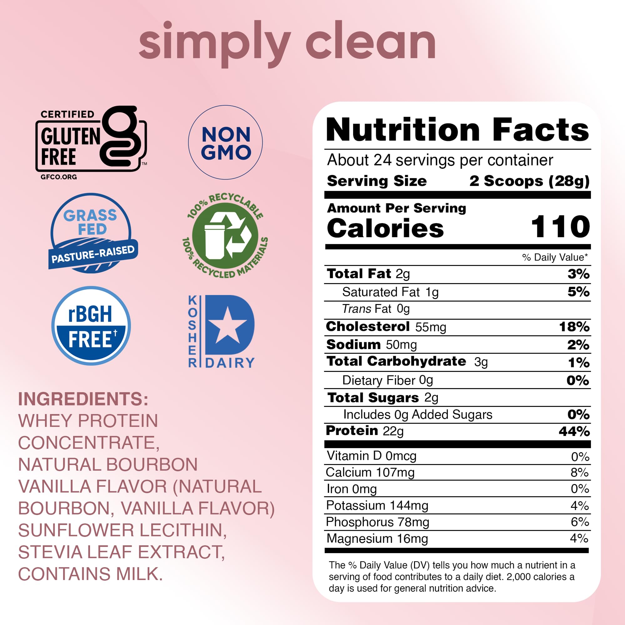 simply tera's Pure Whey Protein Powder - Grass Fed Vanilla Whey Protein Powder, Clean, Made Without Artificial Sweeteners, Non-GMO, Kosher, rBGH-Free, Soy-Free - 24 Oz simply tera's buy supplements canada