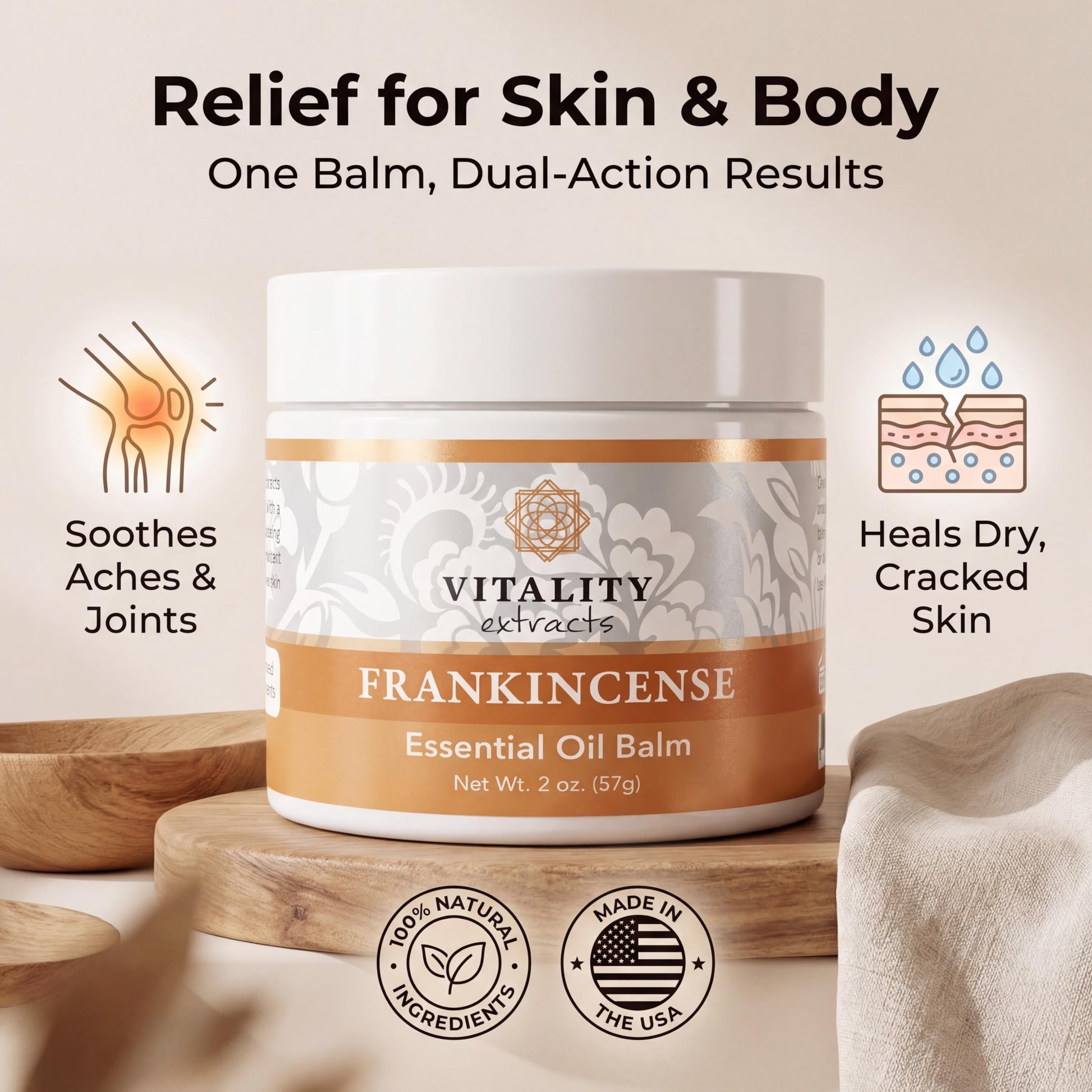 Vitality Extracts Frankincense Balm - 2oz, Boswellia Serrata, Beeswax, Olive Oil, Moisturizer for Dry, Cracked Skin, All Skin Types Vitality buy supplements canada
