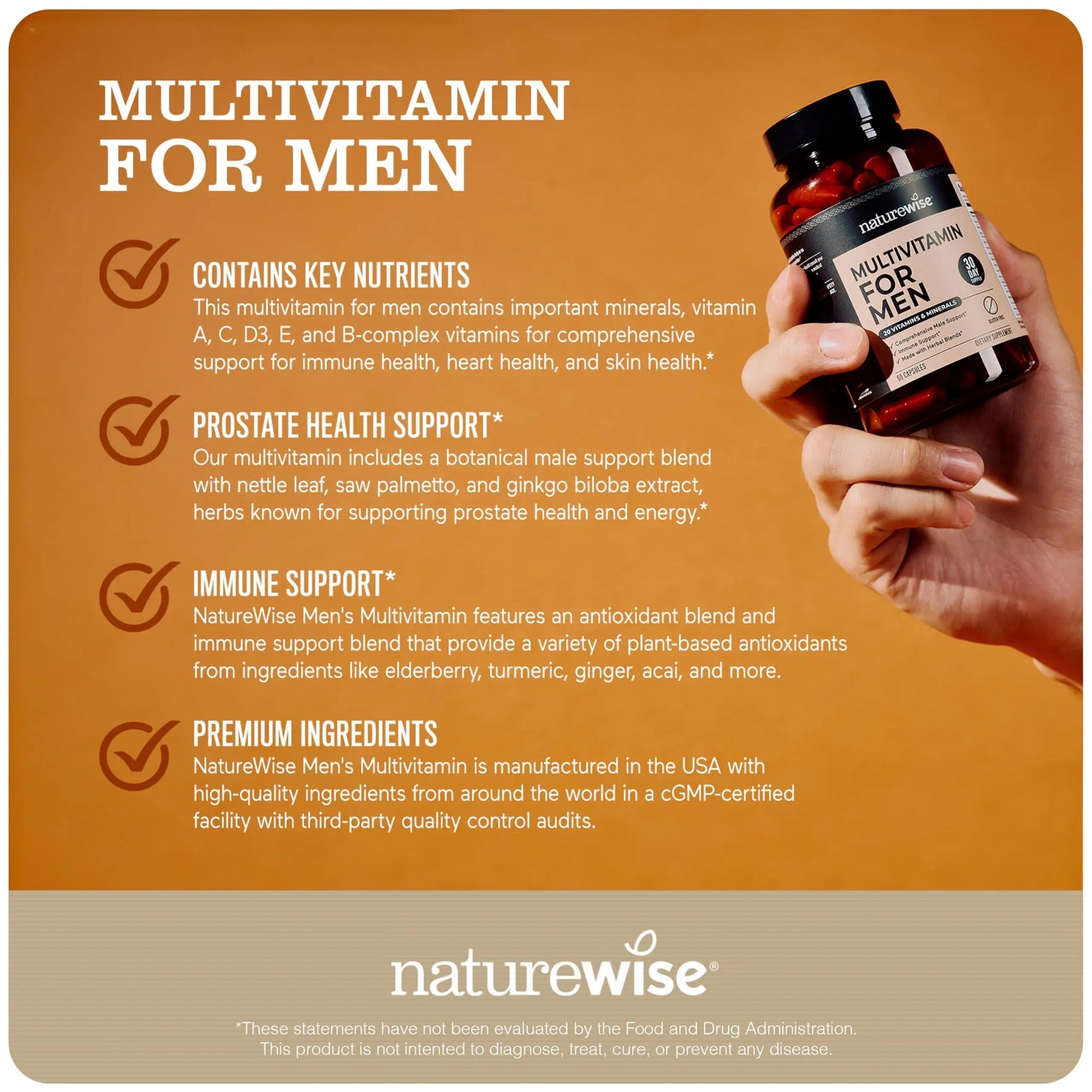 NatureWise [1] Multivitamin for Men - Non-GMO - 90 Capsules[45-Day Supply] + [1] Magnesium Glycinate 625mg - Chelated Magnesium - 30 Capsules[30-Day Supply] NatureWise buy supplements canada