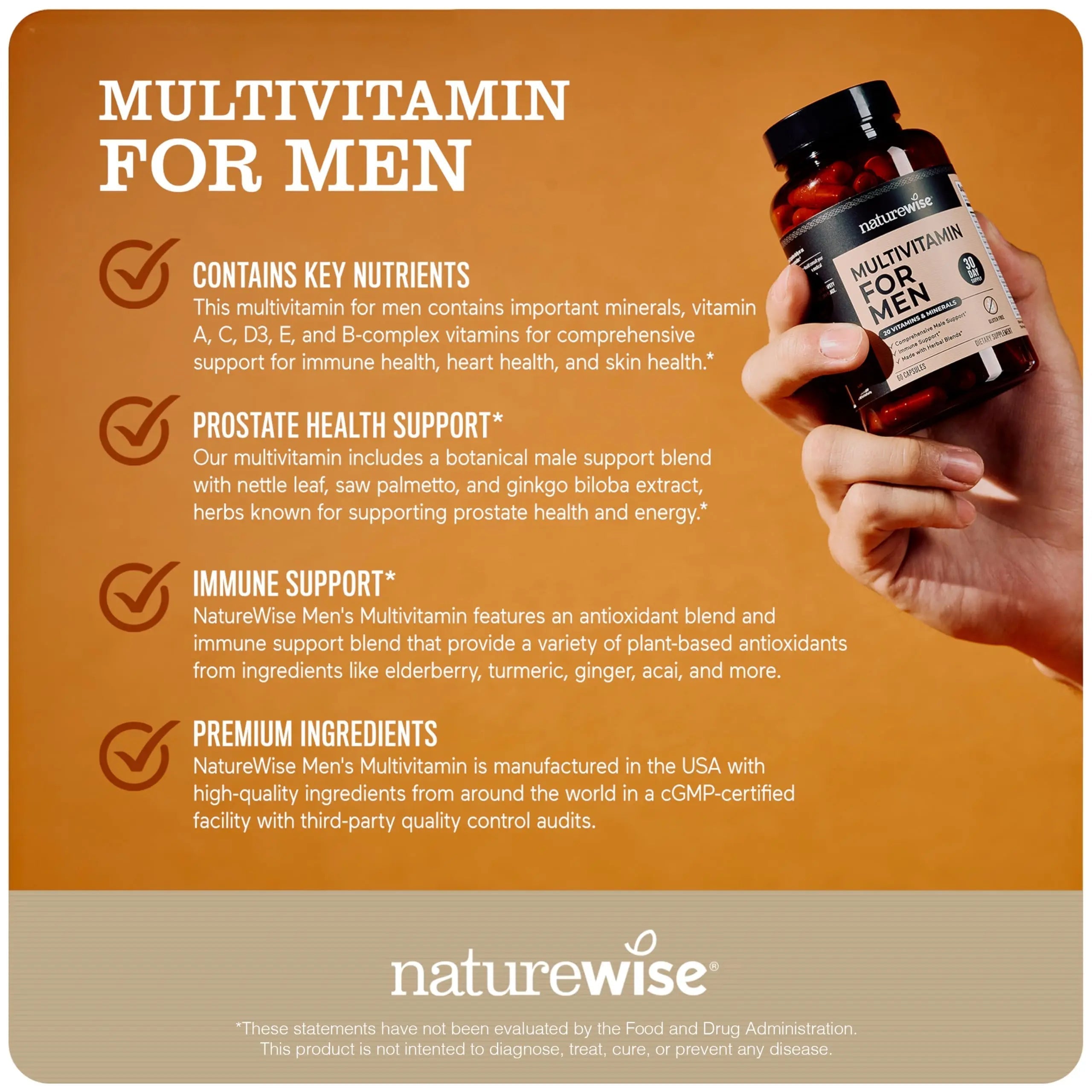 NatureWise [1] Multivitamin for Men - Non-GMO - 90 Capsules[45-Day Supply] + [1] Magnesium Glycinate 625mg - Chelated Magnesium - 30 Capsules[30-Day Supply] NatureWise buy supplements canada