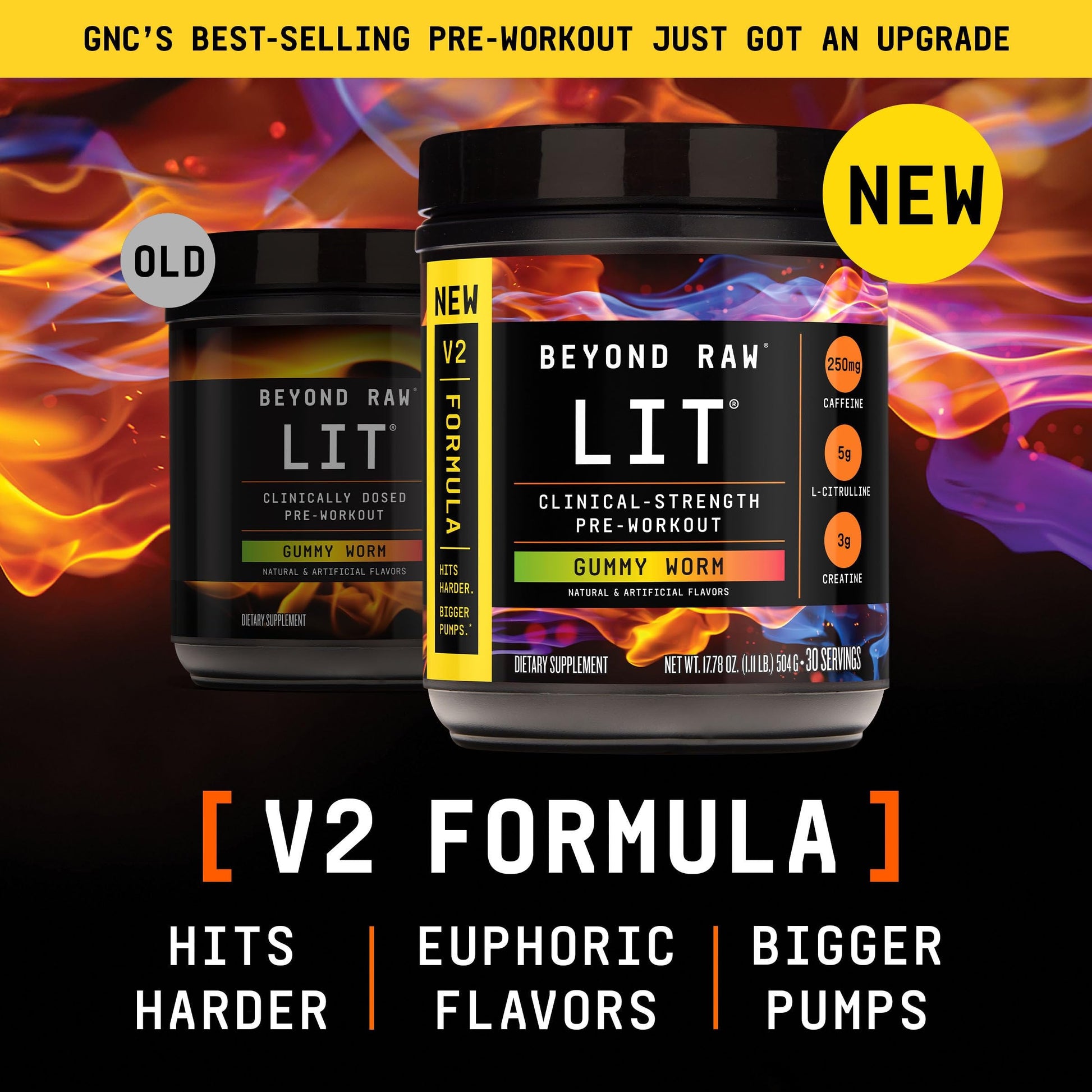BEYOND RAW LIT V2 Clinical Strength Pre Workout Powder, Hits Harder, Bigger Pumps, Caffeine, L-Citrulline, Creatine, Gummy Worm, 30 Servings BEYOND RAW buy supplements canada