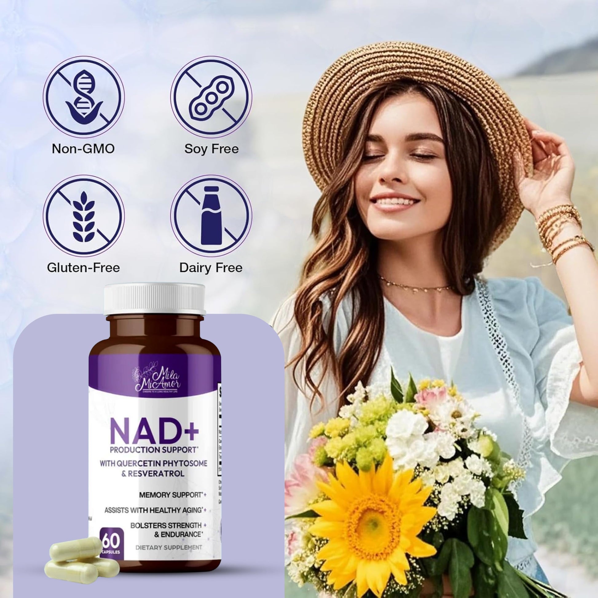 Mila Miamor NAD+ for Cellular Energy & Anti-Aging Supplement| Boost Focus, Vitality & Mitochondrial Function | Supports DNA Repair, Brain Health & Endurance | Non-GMO, Gluten-Free | 60 Capsules Mila Miamor buy supplements canada