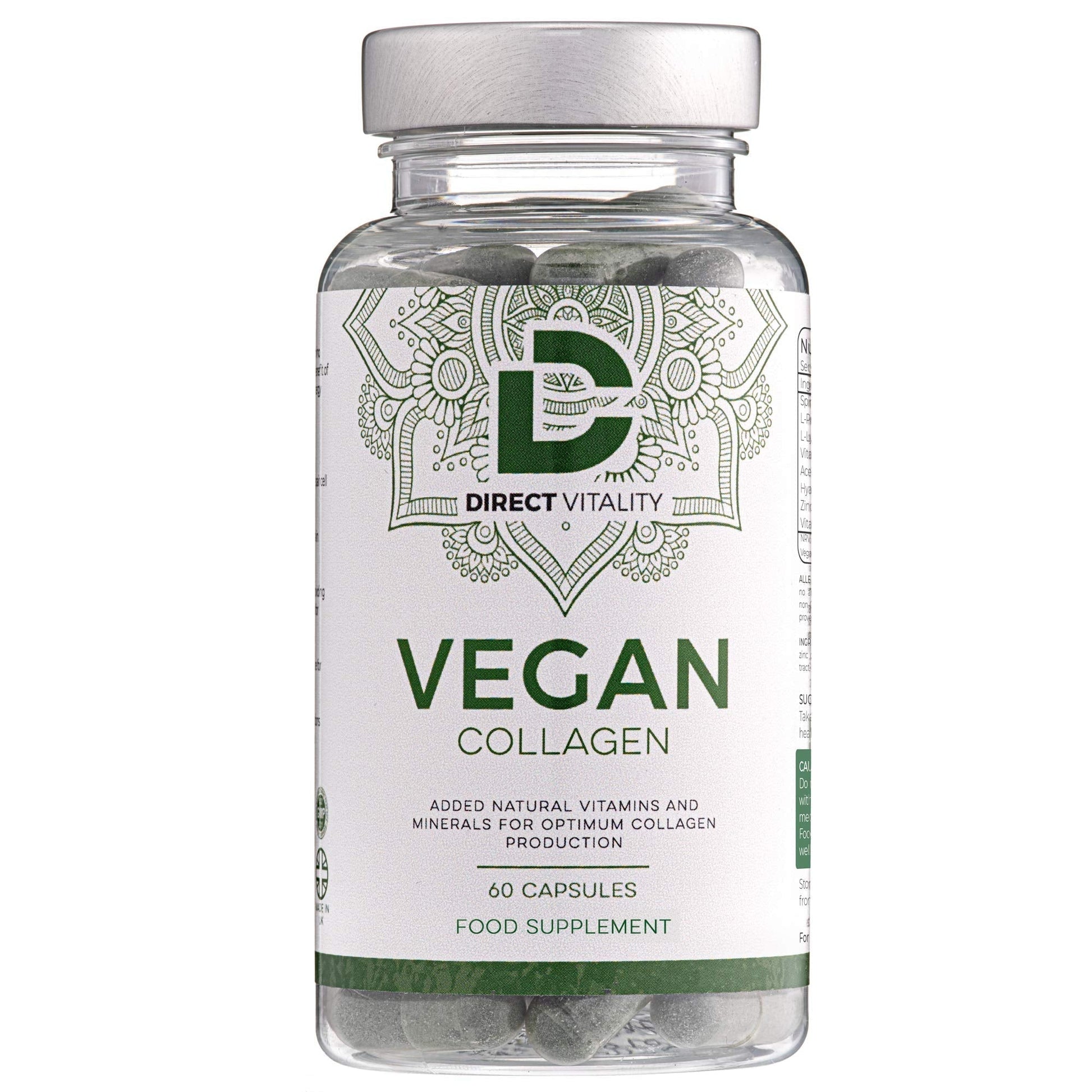 Vegan Collagen Supplement - 1400mg, Spirulina, L-Lysine, L-Proline, Acerola Cherries , Vitamin C & B12, Zinc, Hyaluronic Acid, UK Made D Direct Vitality buy supplements canada