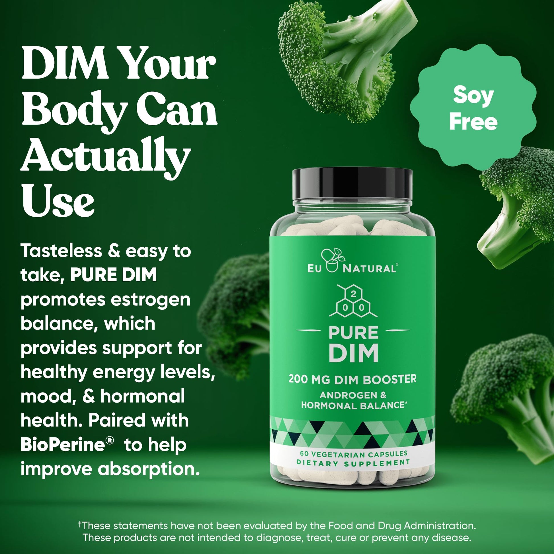 DIM Supplement Pure 200 Mg for Women or Men – Estrogen Hormone Balance Supplement for Energy, Fatigue, Stress, Menopause, Hot Flashes – Enhanced Bioavailability BioPerine – 60 Vegan Soft Capsules Eu Natural buy supplements canada
