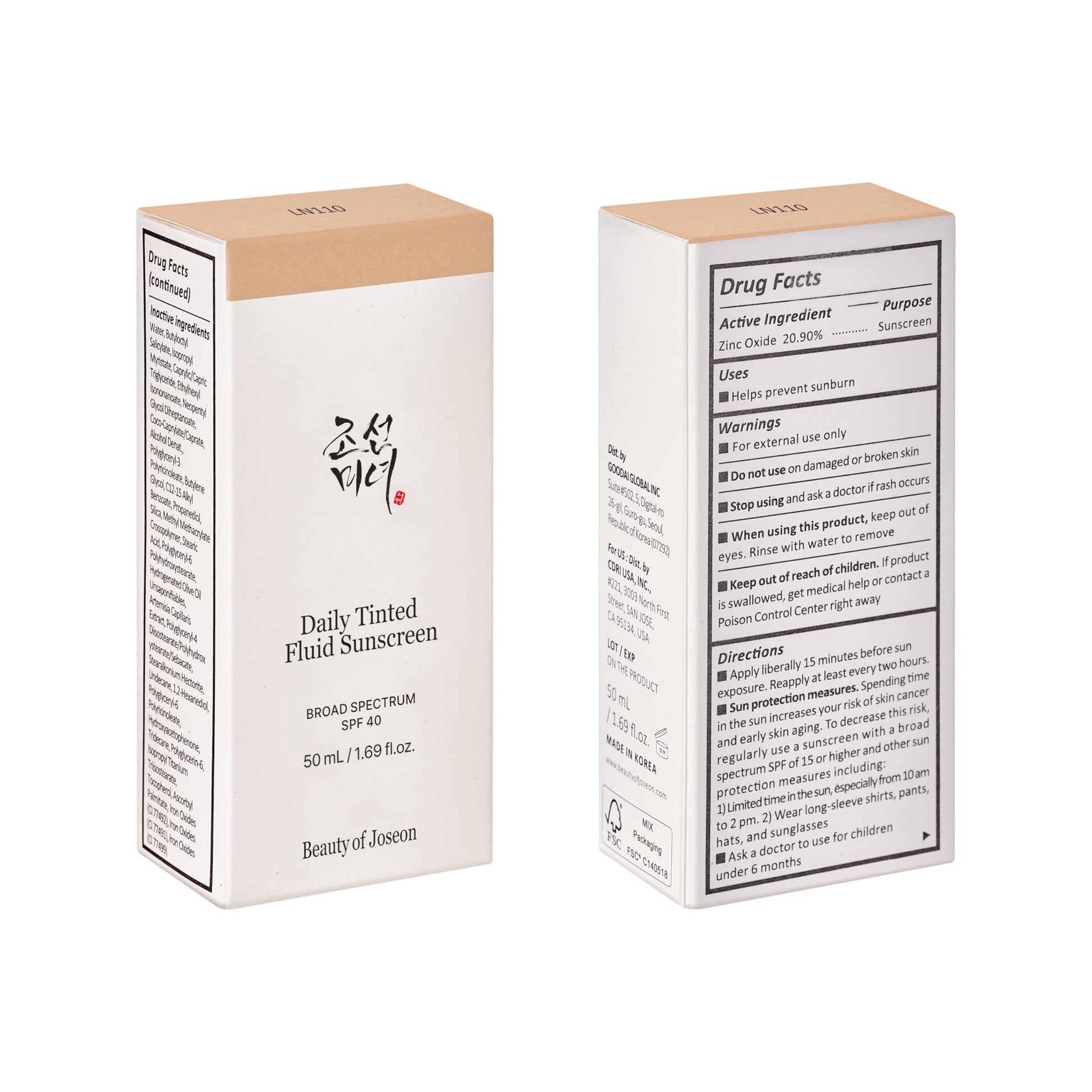 Beauty of Joseon Daily Tinted Fluid Sunscreen 12 Shades for Face Moisturizing Broad Spectrum SPF 40 Korean Skincare 50ml, 1.69 fl.oz #LN110 Beauty of Joseon buy supplements canada