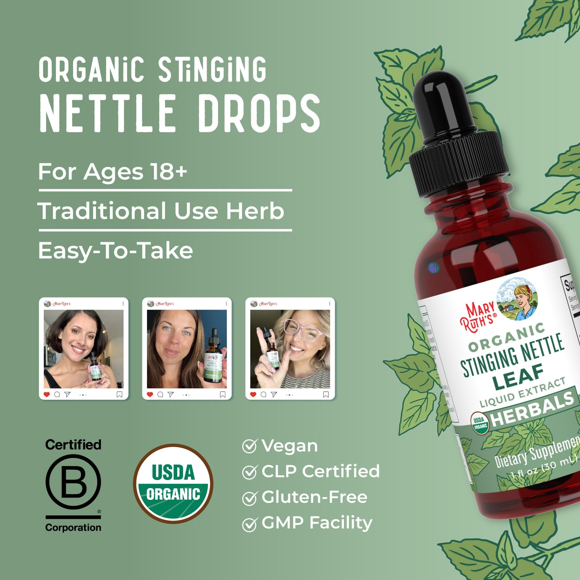 MaryRuth Organics Stinging Nettle Leaf Extract | Detox Supplement Herbal Drops | USDA Organic | Vegan | Non-GMO | Gluten Free | 1 Fluid Oz MARYRUTH'S buy supplements canada