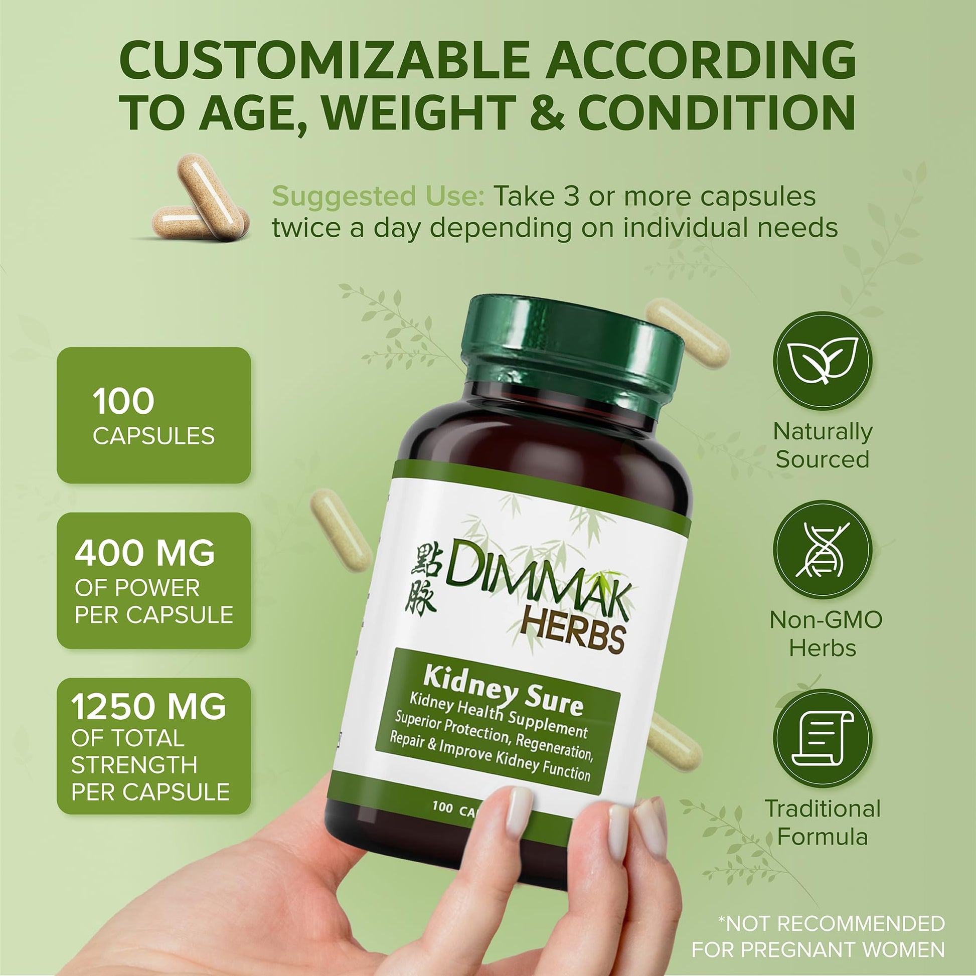 Dimmak Herbs Kidney Sure- Kidney Cleanse & Revitilization Tonic- Organic Herbal Support for Renal Health, Urinary Tract Flow & Vitality- TCM Doctor Formulated, Vegan- 400mg 100 Capsules Dimmak Herbs buy supplements canada