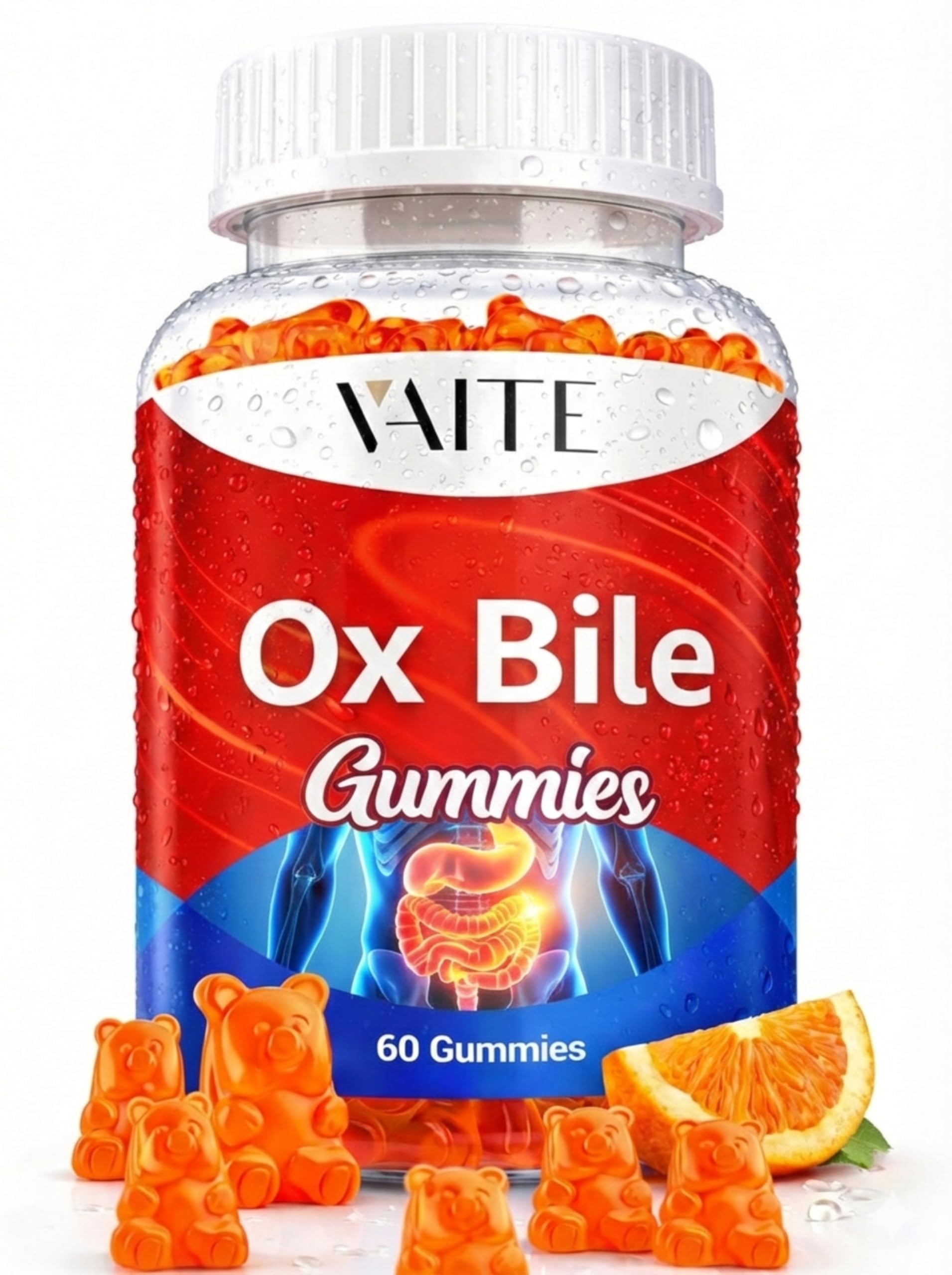 VAITE Ox Bile Gummies – 500mg Digestive Support for Gallbladder & Gut Health – Non-GMO, Sugar-Free Supplement – Helps Nutrient Absorption & Bile Flow – 60 Easy-to-Chew Bile Acid Chewables VAITE buy supplements canada