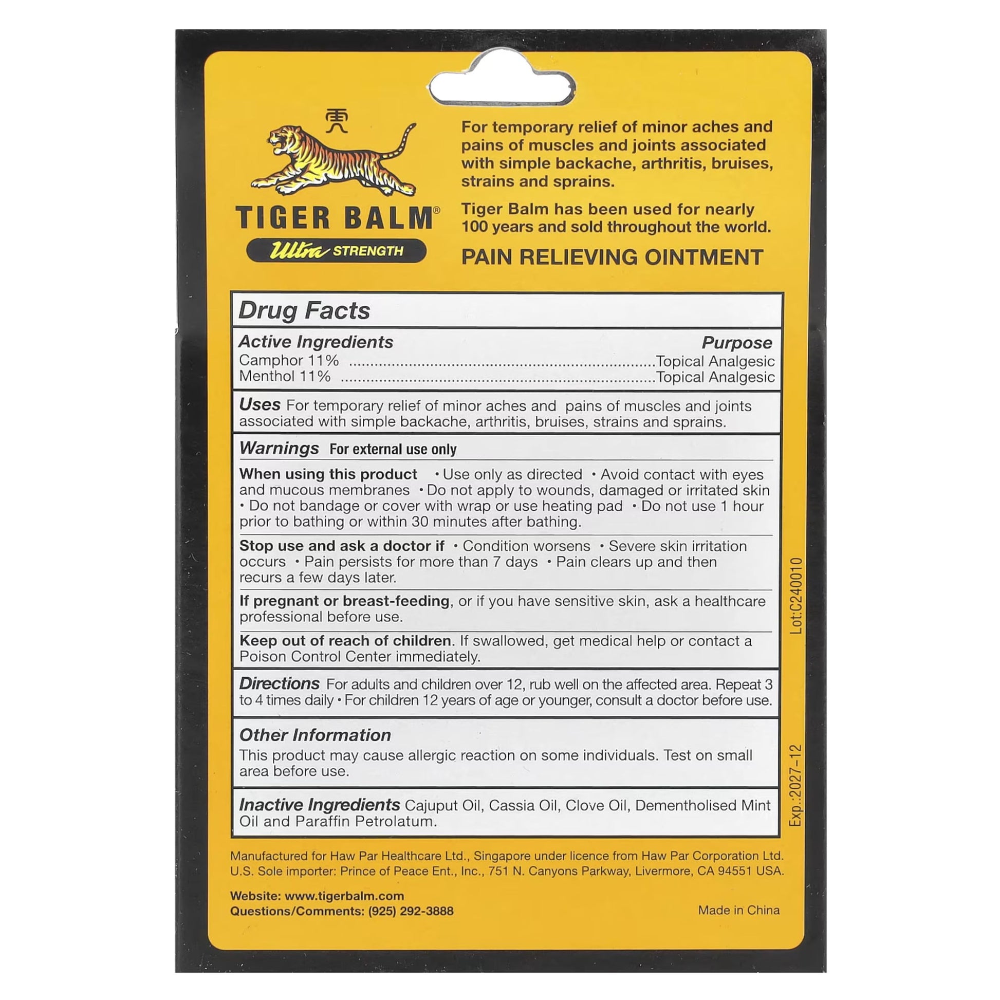 Tiger Balm Sport Rub Pain Relieving Ointment, Ultra Strength 1.70 oz (Pack of 5) Tiger Balm buy supplements canada