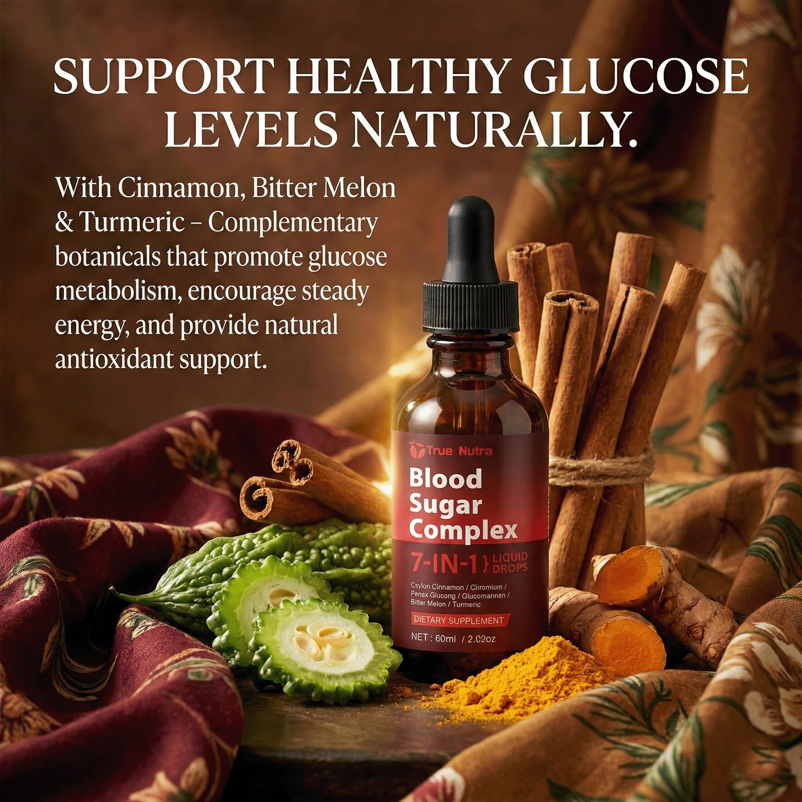 true nutra Blood Sugar Complex, 7-in-1 Formula Blood Sugar Support Supplement with Berberine, Ceylon Cinnamon, Chromium, Bitter Melon, Turmeric, Ginseng, Glucomannan (1PCS) true nutra buy supplements canada