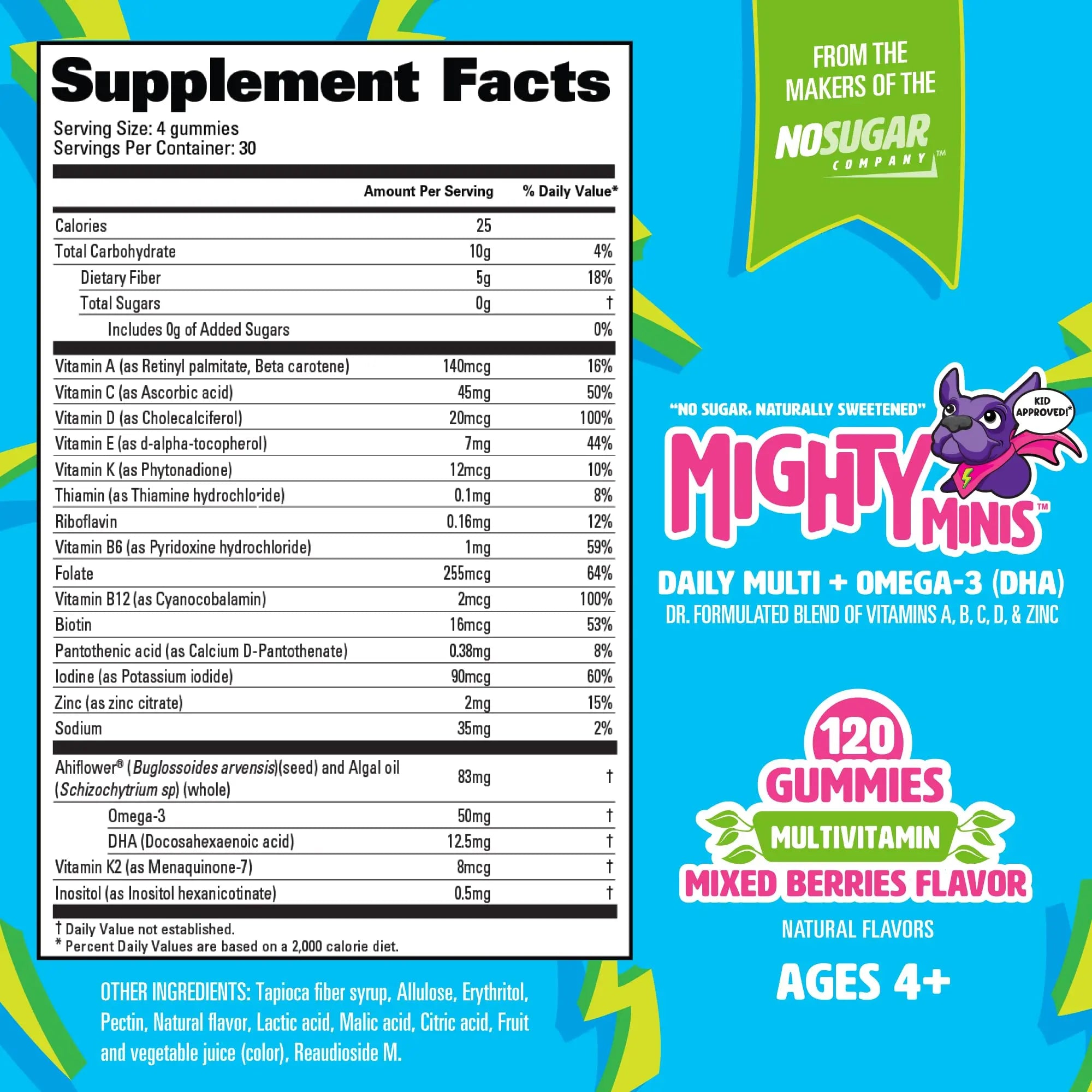 MIGHTY MINIS Slow-Crafted Sugar-Free Kids Multivitamin Gummies with Allulose | Kid-Approved Mixed Berries | for Immunity, Growth, Focus & Mood | MIGHTY MINIS buy supplements canada