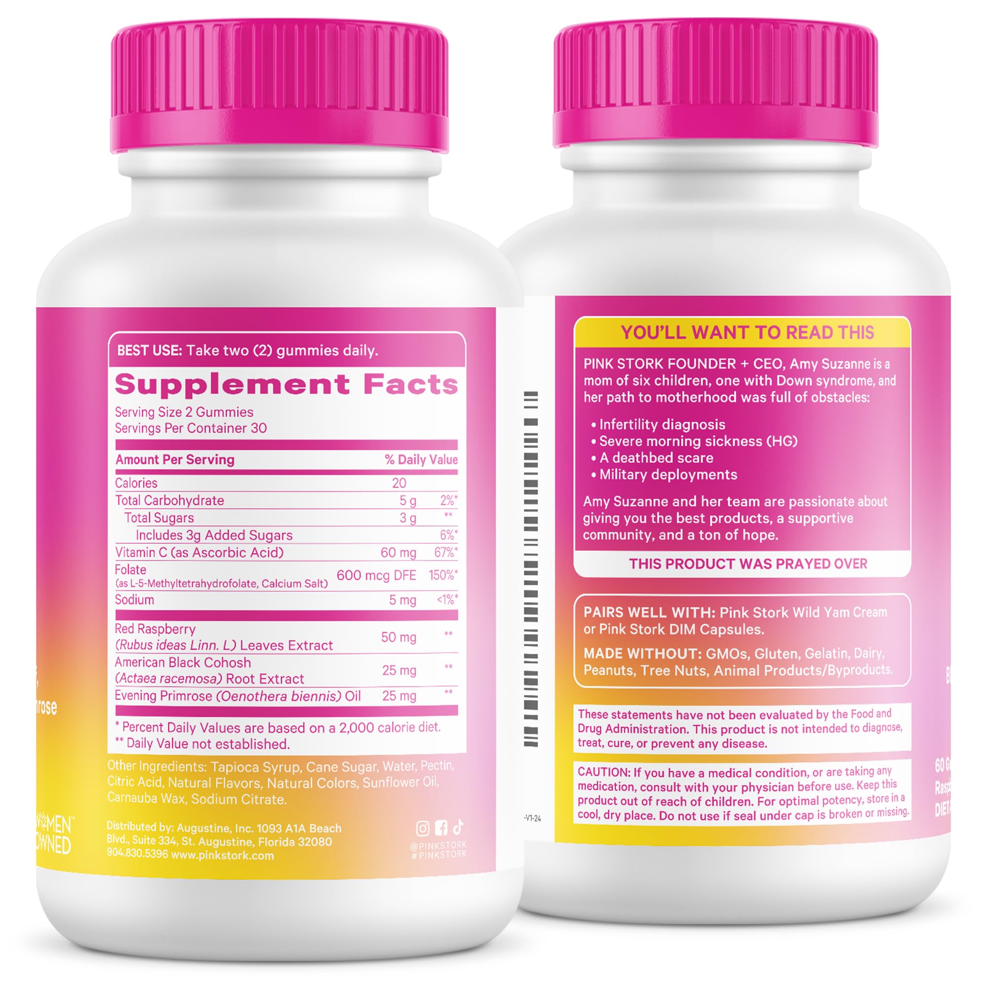 Pink Stork Hormone Balance Gummies for Women – PMS, Menopause & Estrogen Support – Mood, Bloating, Hot Flashes & Energy – Red Raspberry Leaf, Black Cohosh, Primrose – 60 Vegan Gummies Pink Stork buy supplements canada