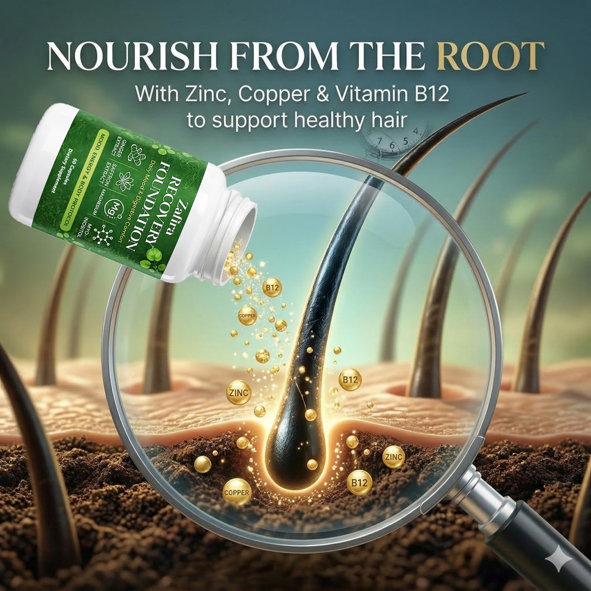 DYDUON Zafira Recovery Foundation Capsules – Mental Clarity, Hair & Mood Support, Natural Herbal Formula with Saffron Extract, Ginger Extract, L-Theanine, Myo-Inositol, Non-GMO, 60 Capsules DYDUON buy supplements canada
