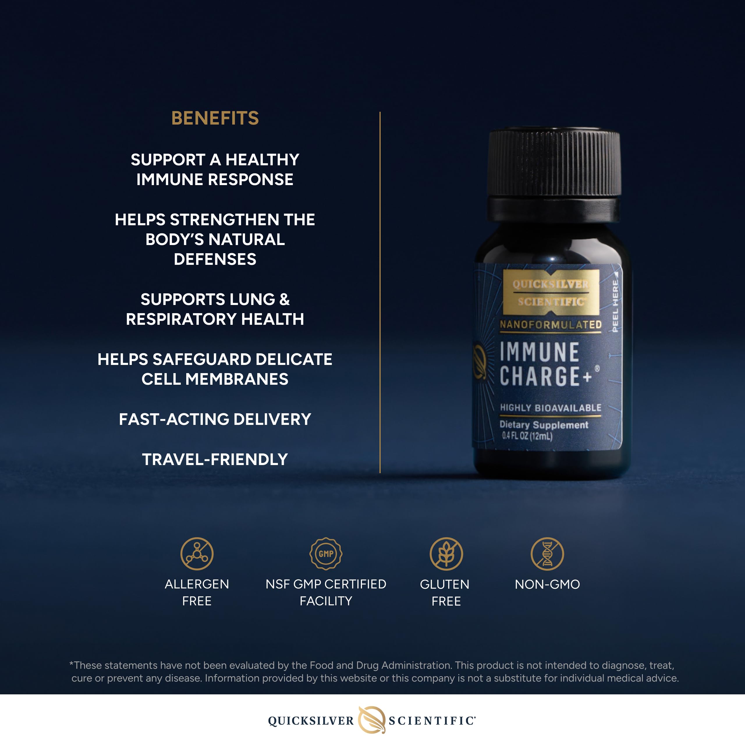 Quicksilver Scientific Immune Charge+ - Portable Wellness with Elderberry, Vitamin C, E, K1, K2, 10,000 IU Vitamin D for Optimal Immune System Support (12 Single Serving Shots) Quicksilver Scientific buy supplements canada