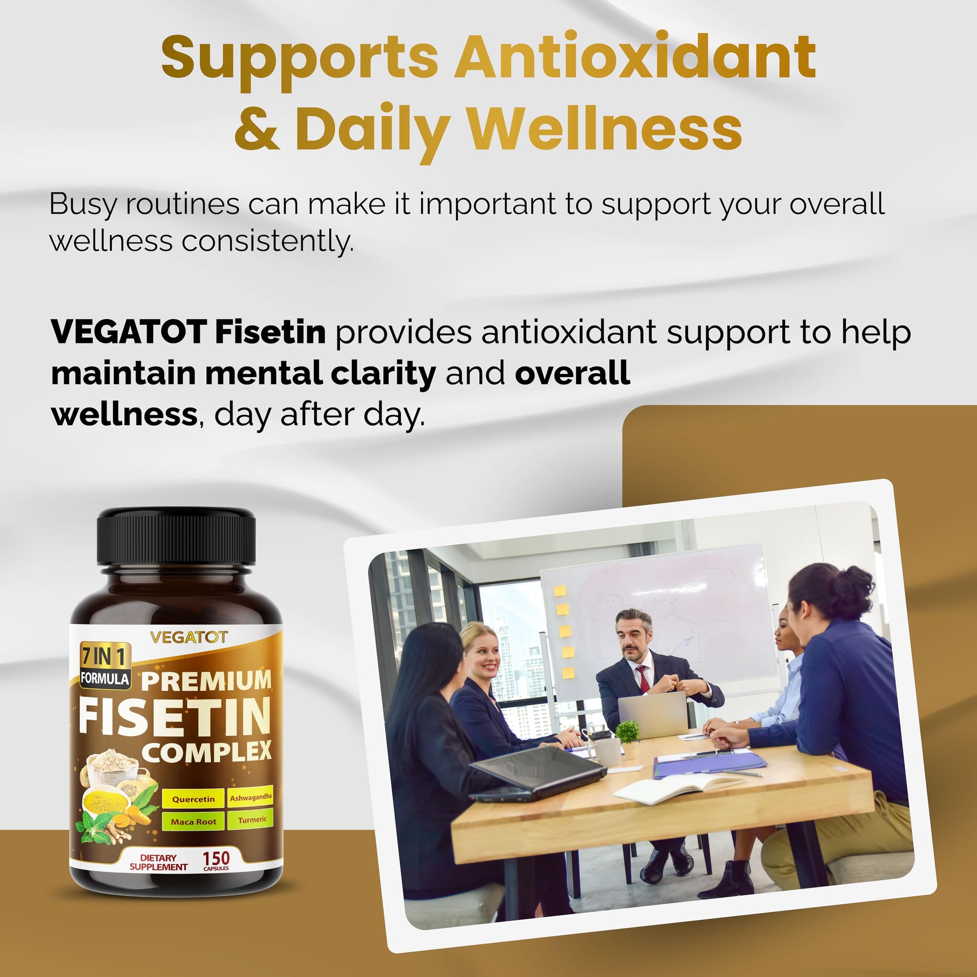 VEGATOT Organic Fisetin Complex 7-in-1 Formula | with Quercetin, Resveratrol, Ashwagandha, Maca Root, Turmeric, Black Pepper | 150 Capsules | Non-GMO, Gluten-Free VEGATOT buy supplements canada
