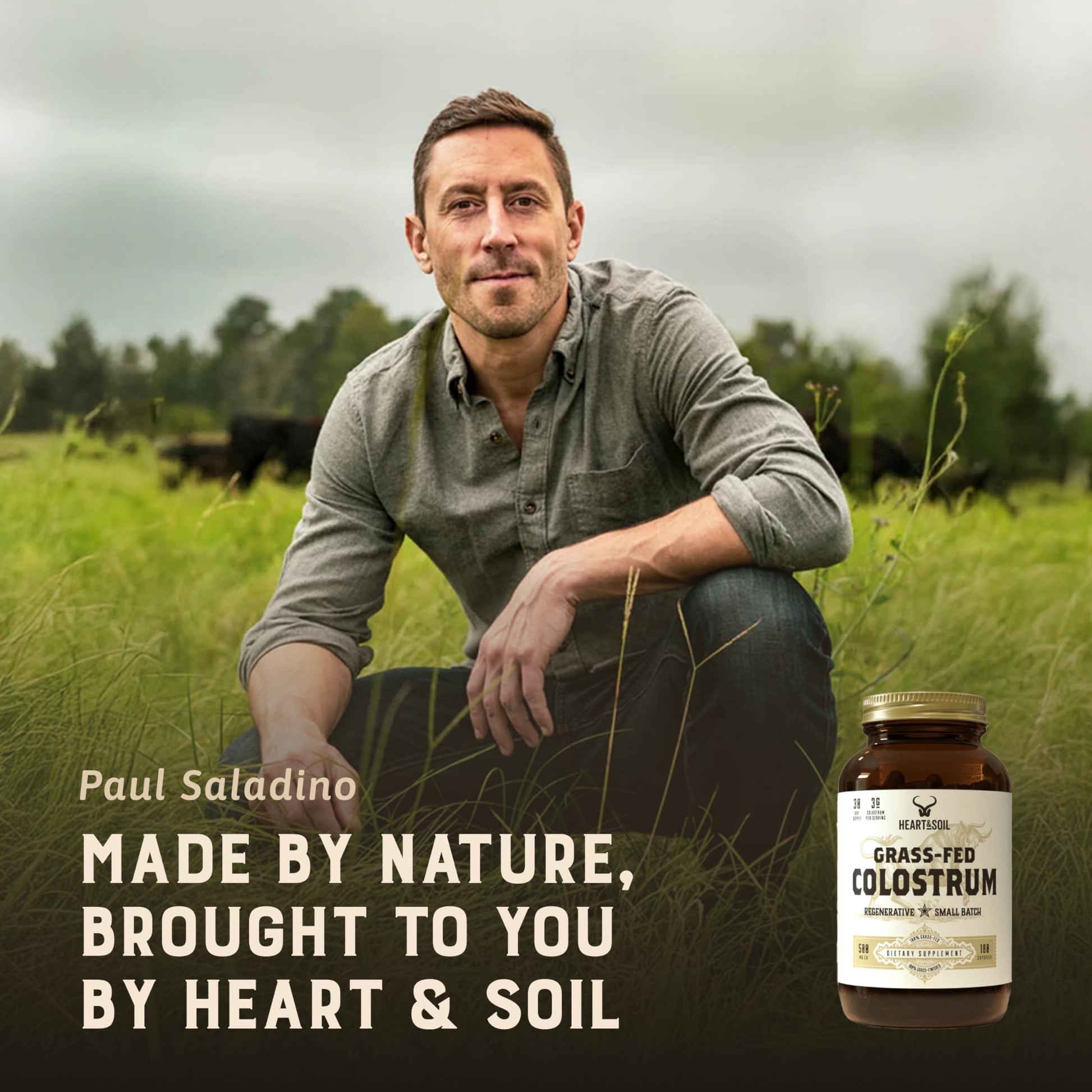 HEART & SOIL 100% Grass Fed & Finished Colostrum Supplement from Regenerative Cattle for Gut, Muscle & Immune Health – 3000mg Bovine Colostrum Capsules - Gut Health for Men & Women –180 Capsules HEART & SOIL buy supplements canada