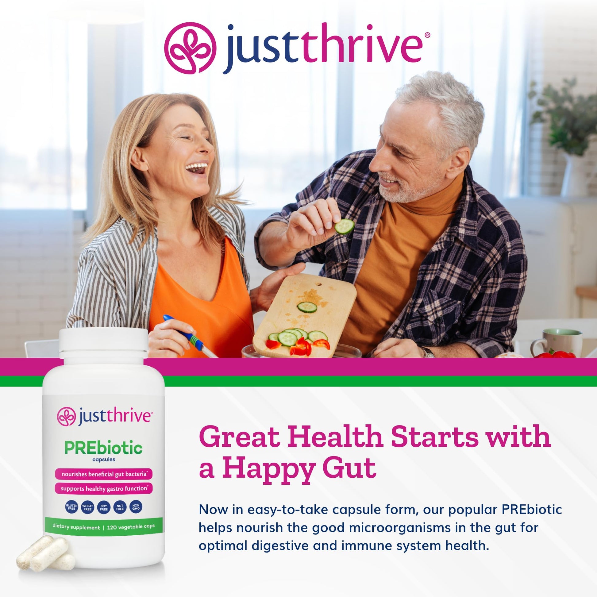 Just Thrive PREbiotic Capsules - Prebiotic Blend for Gut Health and Immune Support, 120 Caps Just Thrive buy supplements canada