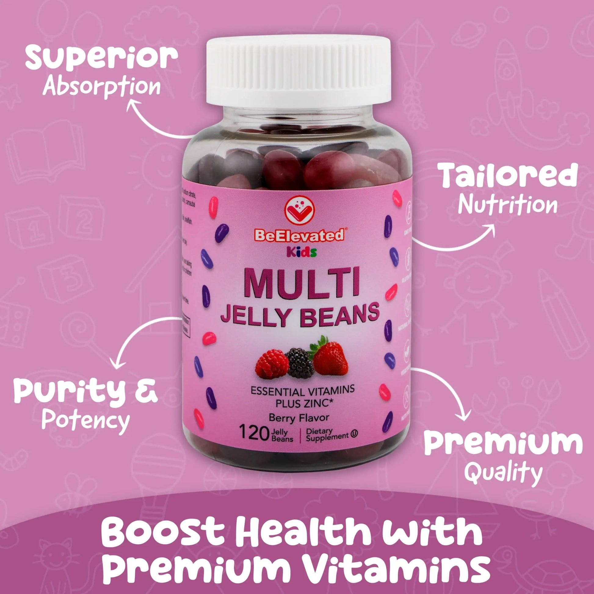 BeElevated Kids Multivitamin Gummies – Tasty Berry-Flavored Zinc Gummies for Children & Adults – Vegetarian, Gluten-Free BeElevated buy supplements canada