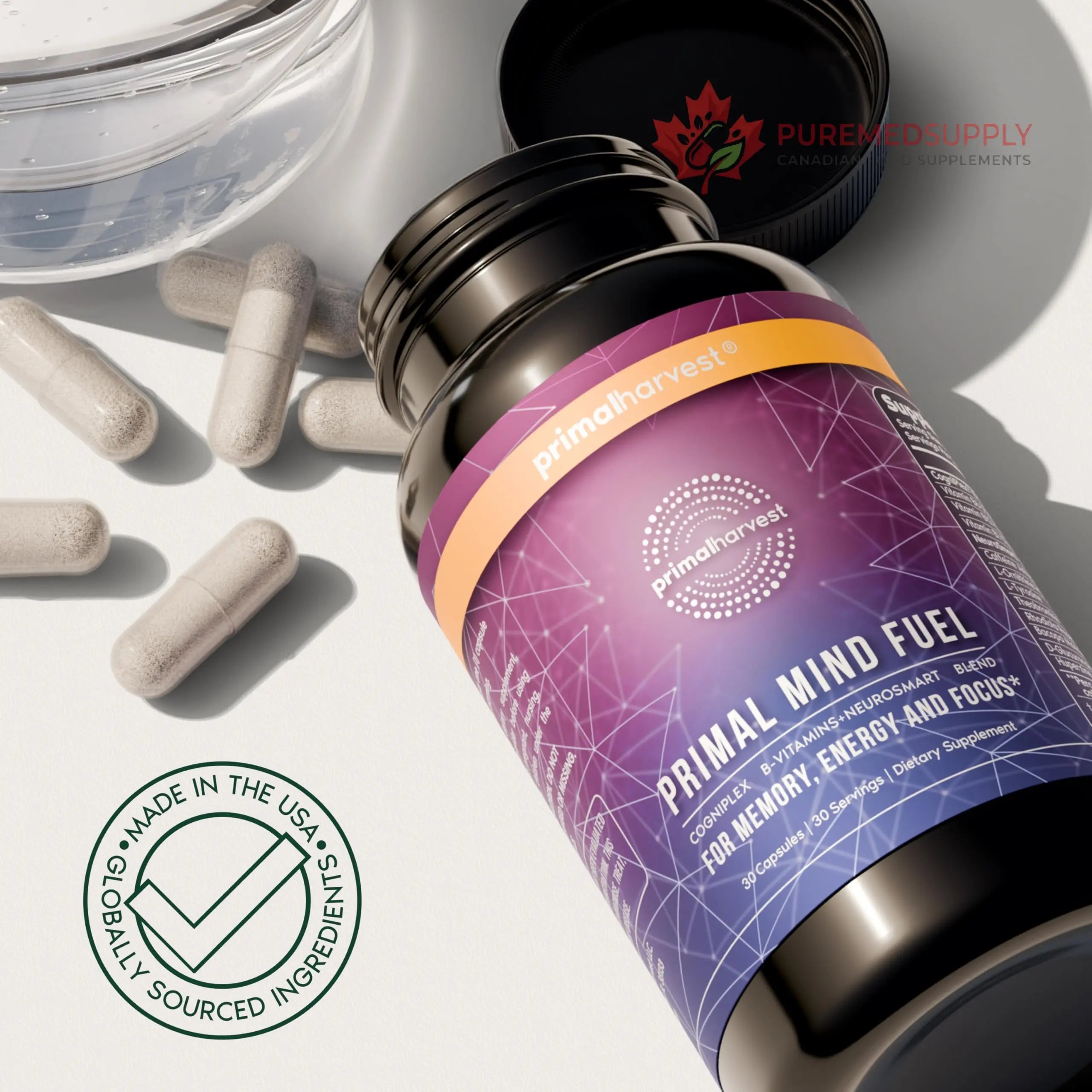 Brain Supplement by Primal Harvest, Primal Mind Fuel Brain Booster for Focus, Energy, Clarity, and Brain Health 30 Capsules Nootropics Brain Support Supplement for Men and Women Primal Harvest buy supplements canada