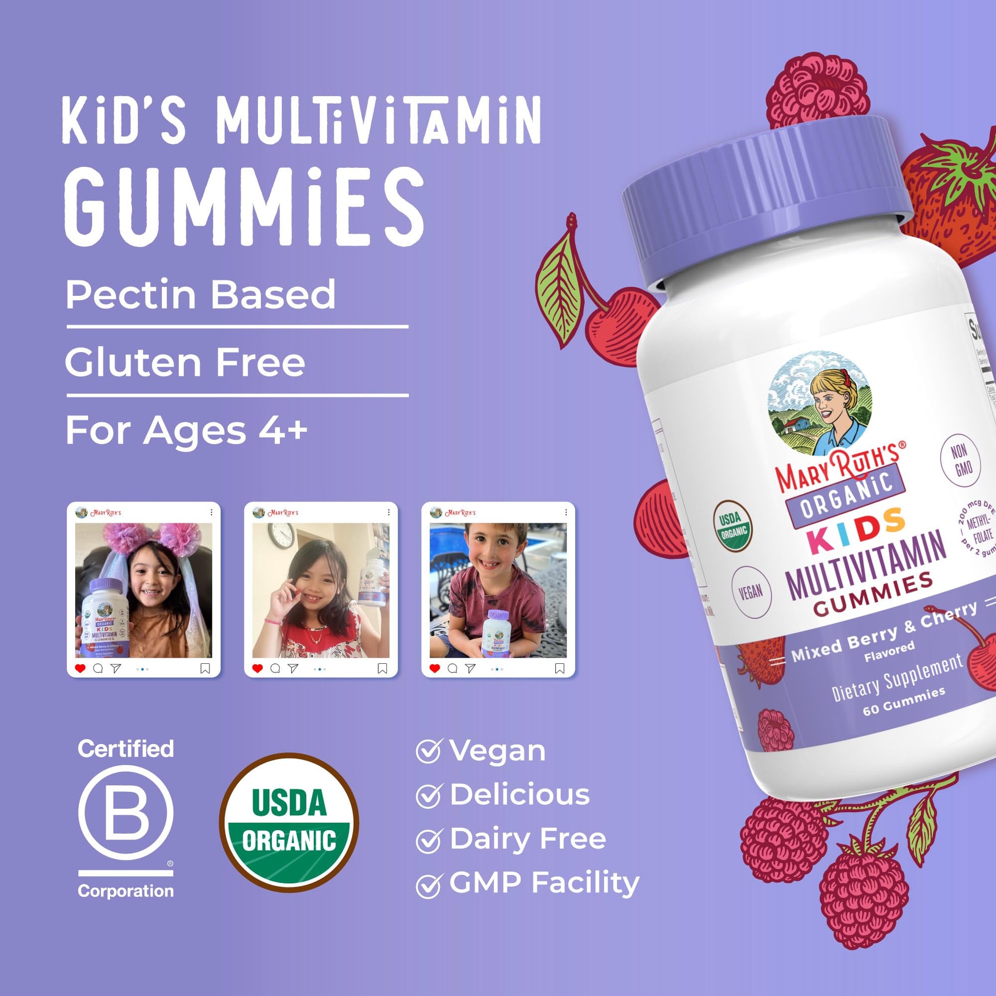 MARYRUTH'S Kids Vitamins | Multi | 1 Month Supply | Multivitamin Gummies for Ages 4+ | Multivitamin for Kids | Vegan | Only 2 Gummies a Day | 60 Count MARYRUTH'S buy supplements canada