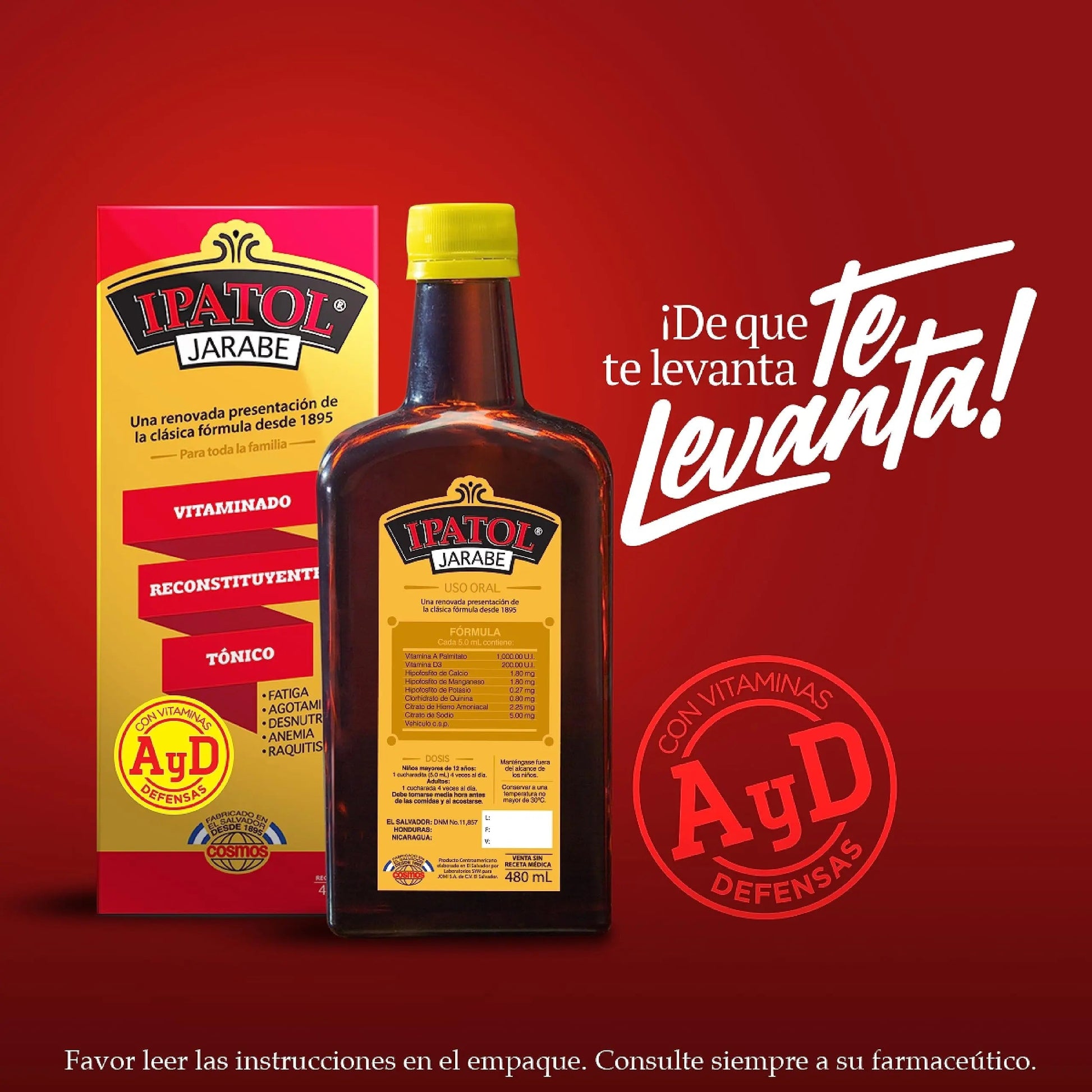 Ipatol, Multivitamin Supplement, Since 1895. Vitamin A, D, Calcium, Iron, Manganese, Sodium, Potassium. Suplemento multivitaminico, Desde 1895 Ipatol buy supplements canada