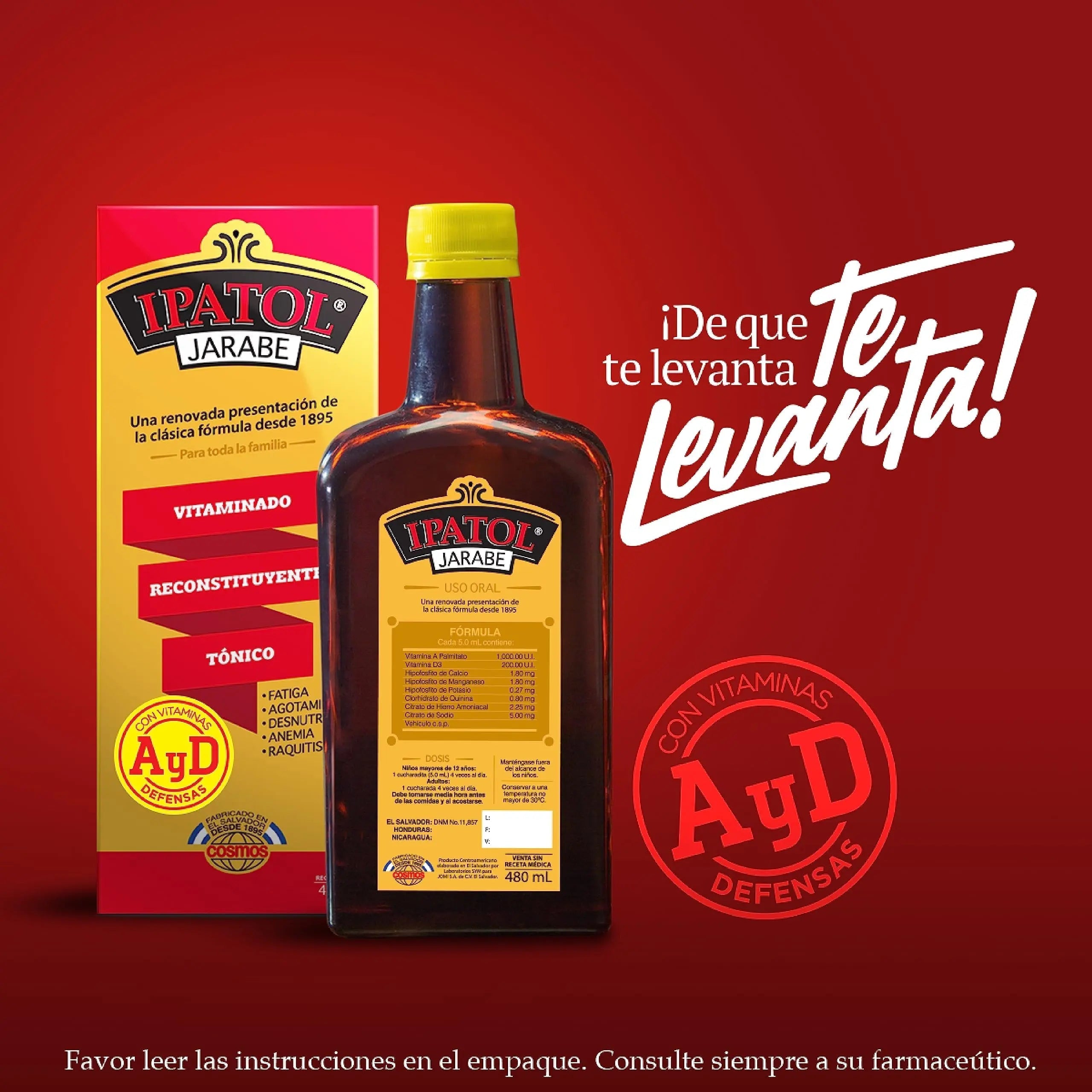 Ipatol, Multivitamin Supplement, Since 1895. Vitamin A, D, Calcium, Iron, Manganese, Sodium, Potassium. Suplemento multivitaminico, Desde 1895 Ipatol buy supplements canada