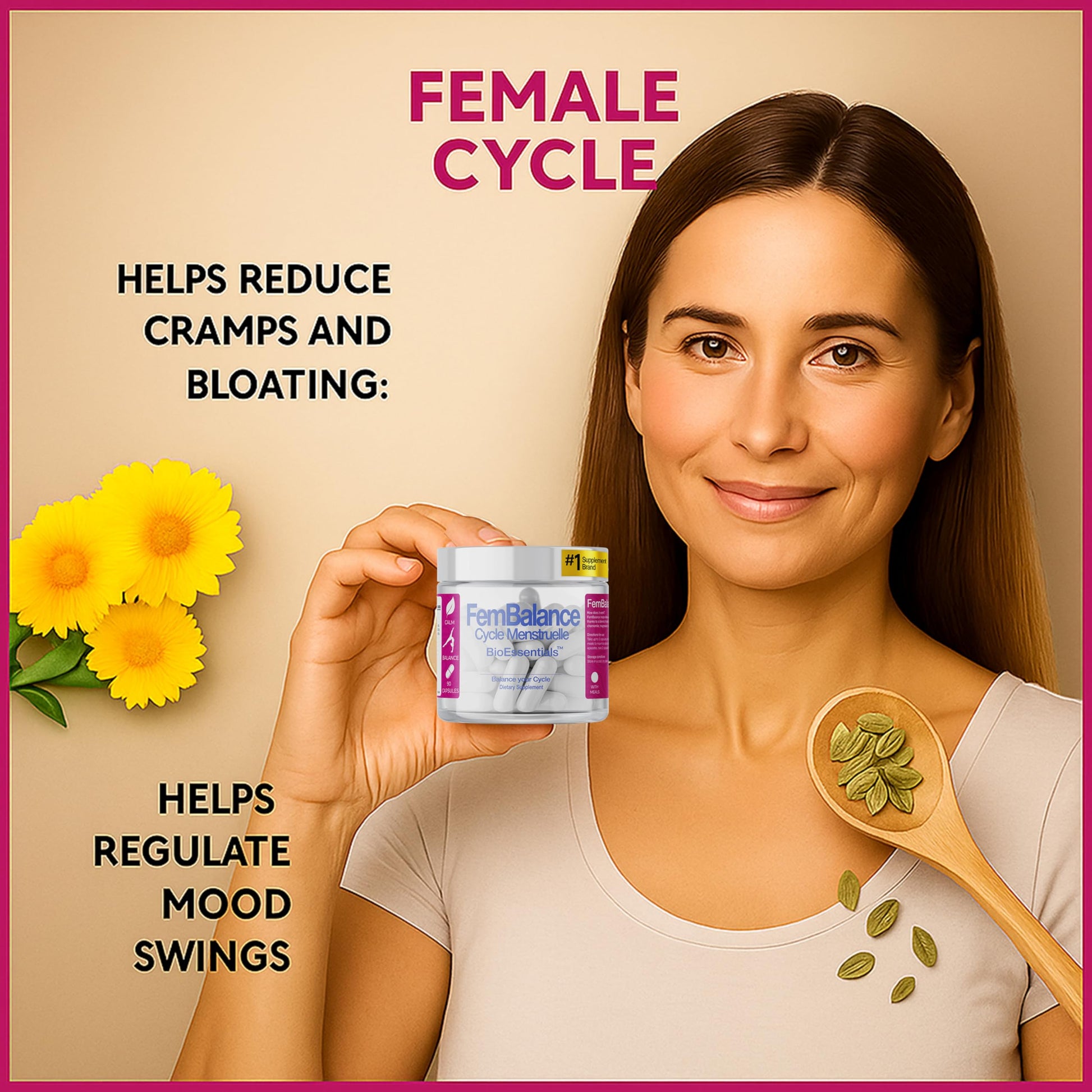 BioEssentials FemBalance® – Women’s Hormone Balance Supplement for PMS Support & Menstrual Cramp Relief - Ashwagandha, Magnesium & Chamomile for Hormonal Balance, Mood & Energy – 90 Vegan Capsules BioEssentials buy supplements canada