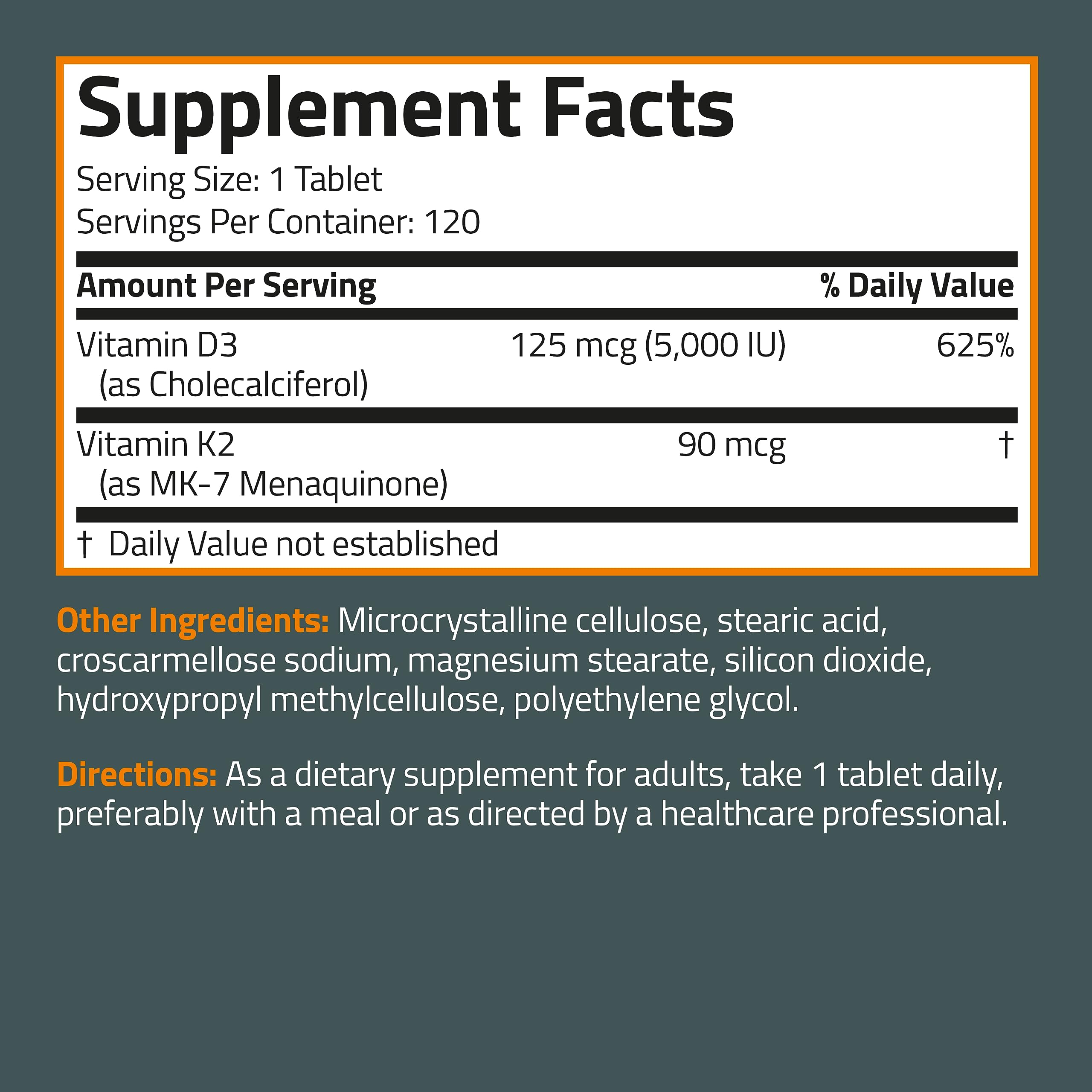 Bronson Basics Vitamin K2 D3 (MK7) Supplement Non-GMO Formula 5000IU (125 mcg) Bronson buy supplements canada