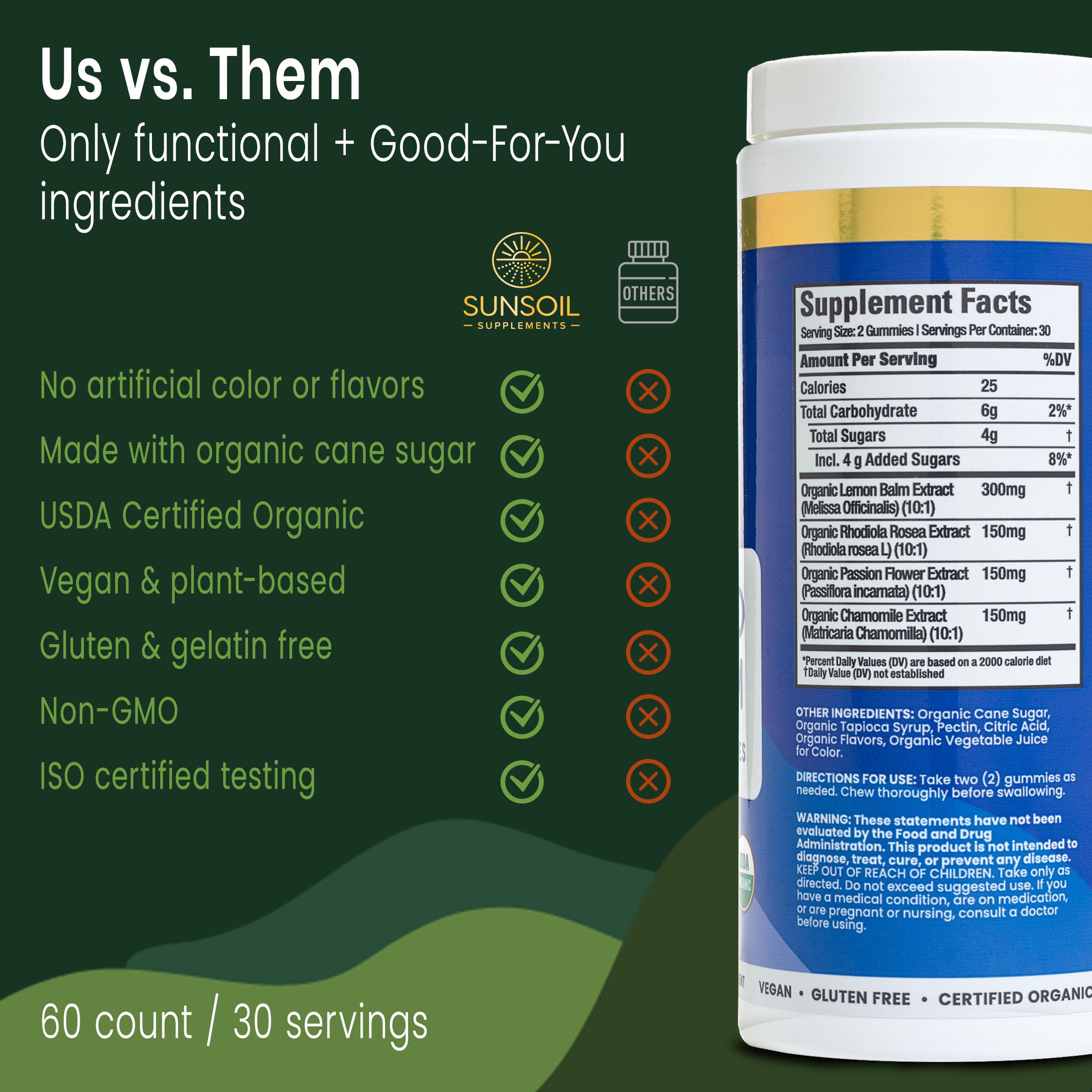 Sunsoil A World of Calm Organic Gummies, USDA Certified Organic, No Glucose, Vegan, Gluten-Free, Plant-Based Sunsoil Supplements buy supplements canada