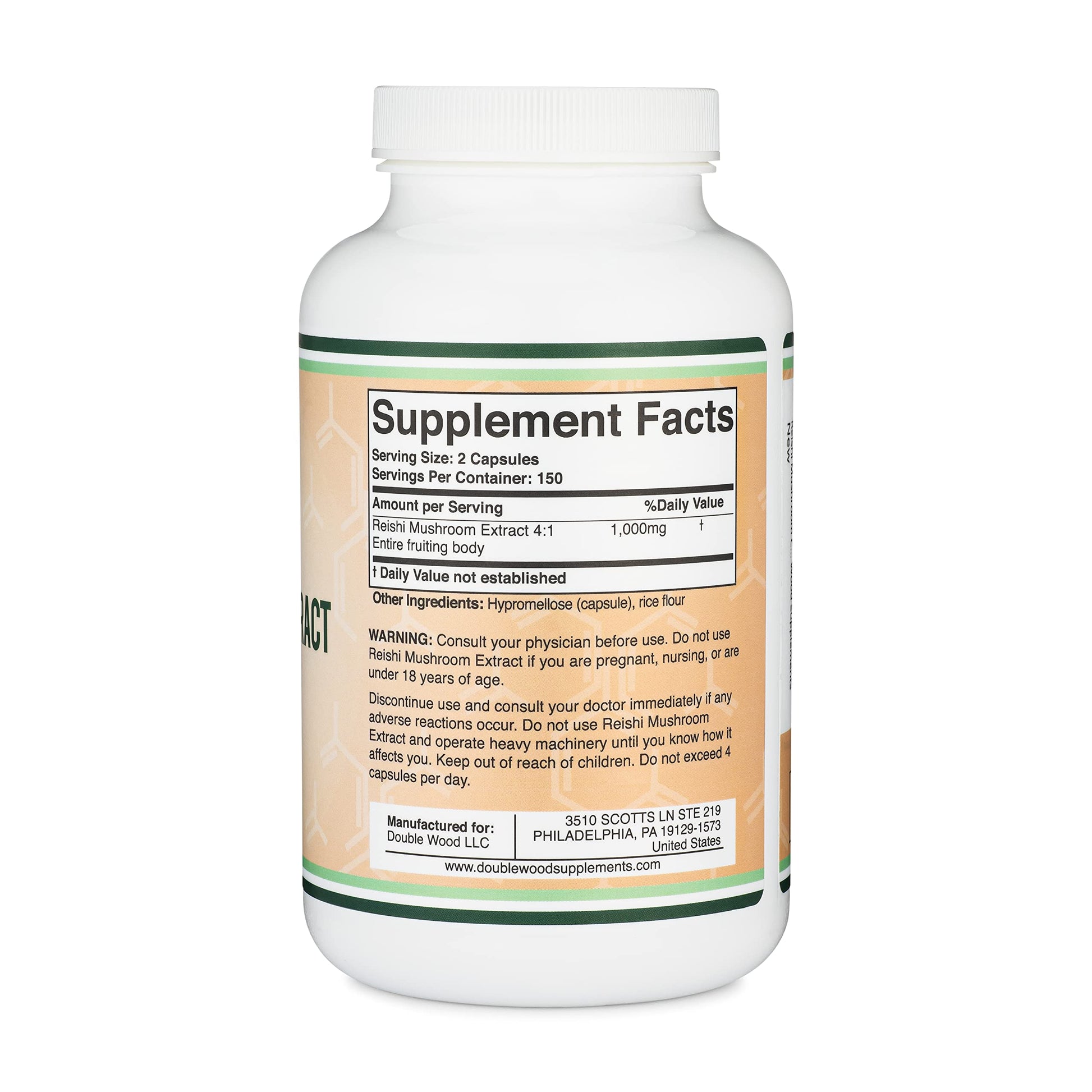 Reishi Mushroom Capsules (4:1 Ganoderma Extract, 1,000mg Red Reishi Powder Servings) Double Wood Supplements buy supplements canada