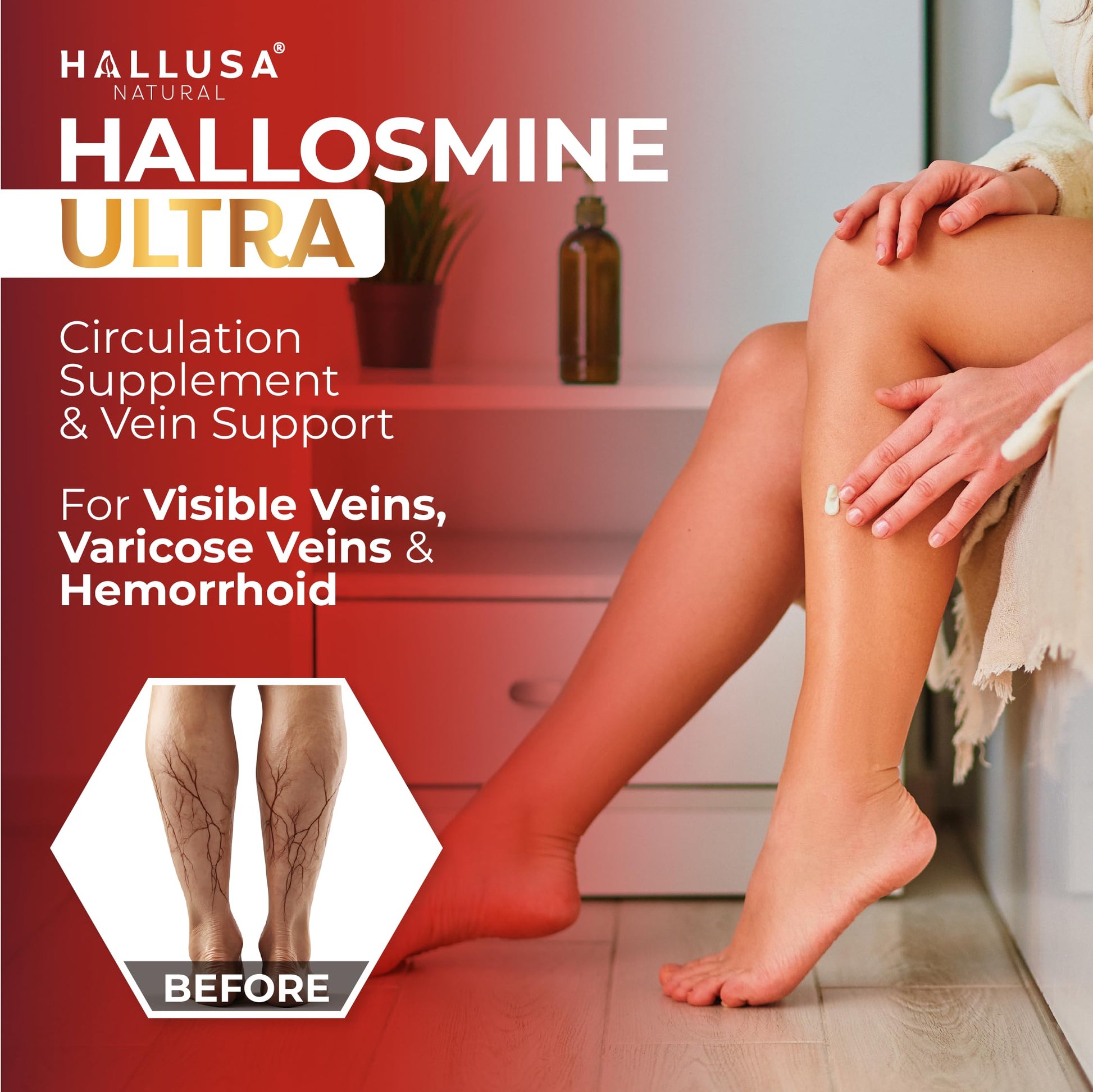 Hallusa Natural Hallosmine Ultra Diosmin 500mg & Hesperidin 150mg – Heavy Legs, Swelling & Vein - Blood Circulation Supplements, 60 Caps Hallusa Natural buy supplements canada