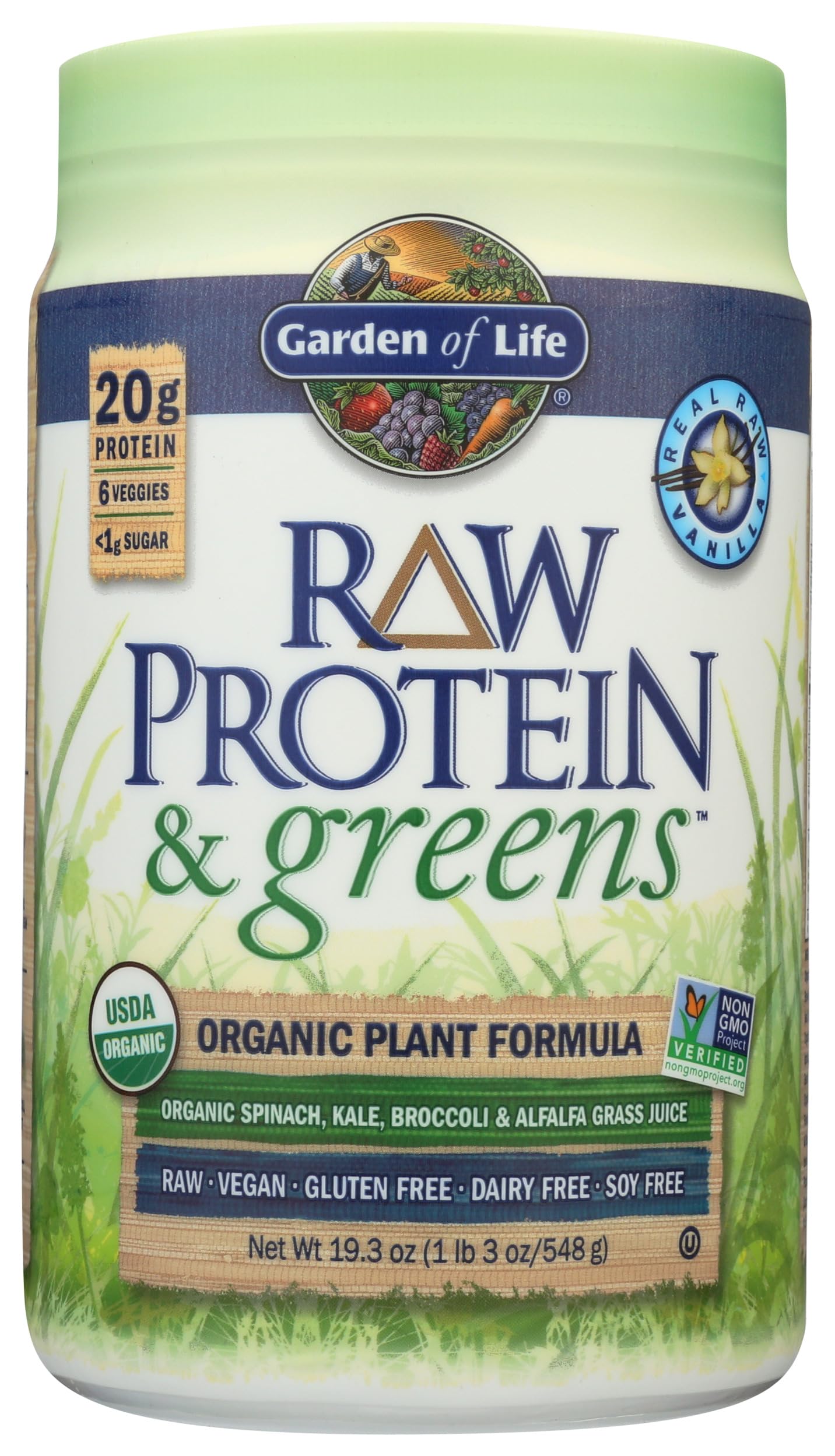 Garden of Life Raw Protein & Greens Vanilla Protein Powder – 20g Plant Based Greens Powder, Probiotics & Enzymes, Post-Workout Recovery, Vegan, Gluten-Free, Non-GMO, 20 Servings Garden of Life buy supplements canada