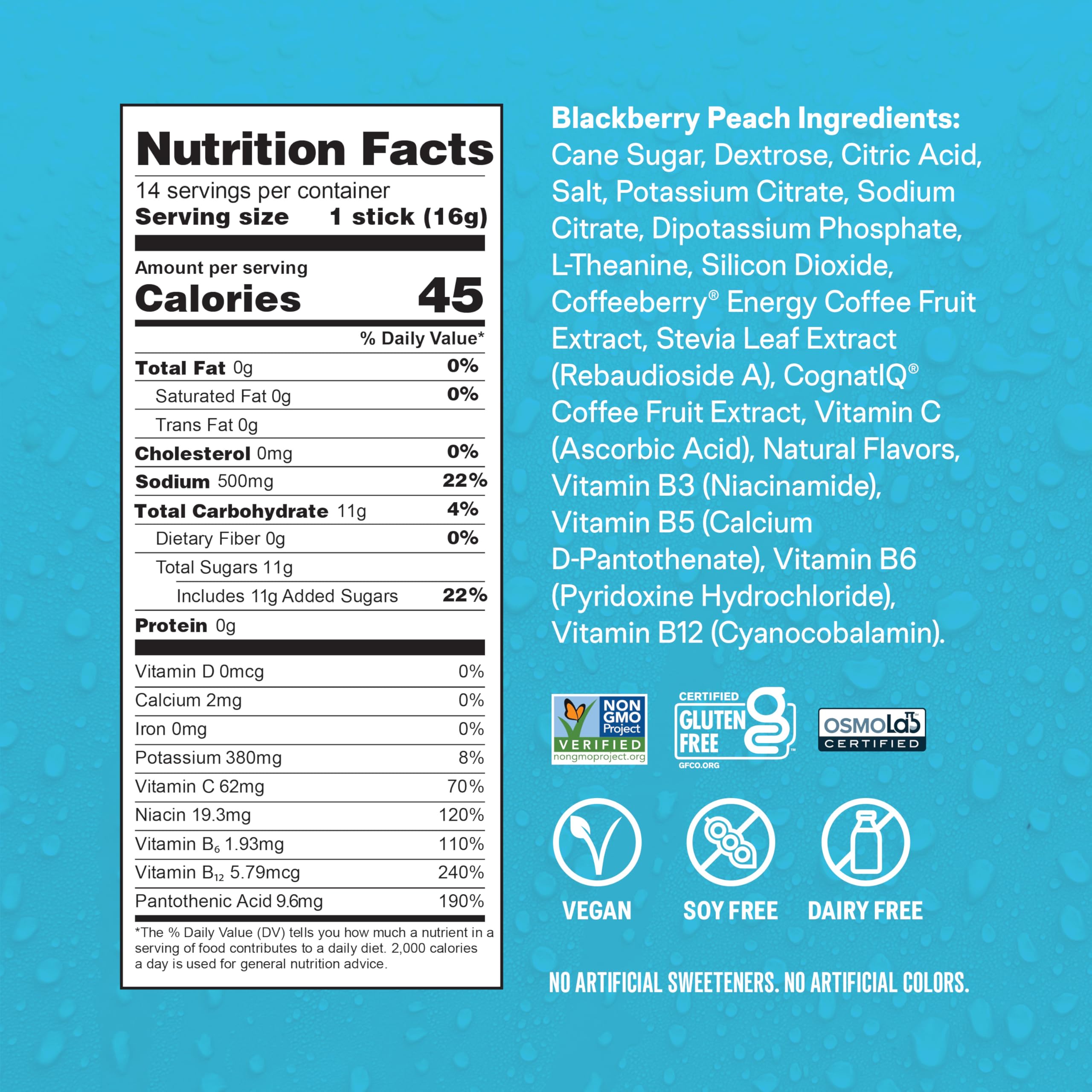 Liquid I.V.® Hydration Multiplier +Energy - BlackBerry - Peach | Electrolyte Powder Drink | 1 Pack (14 Servings) Liquid I.V. buy supplements canada
