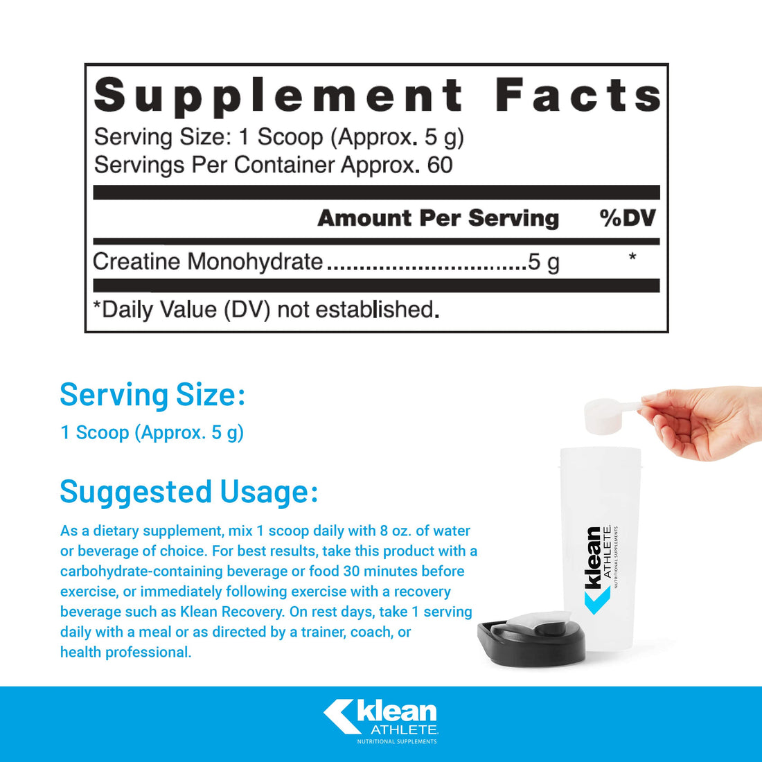 Klean Athlete Klean Creatine - Supports Muscle Strength, Performance & Recovery from Strenuous Exercise* - NSF Certified for Sport - 11.1 Ounces - Unflavored Klean Athlete buy supplements canada