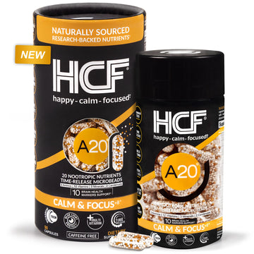 HCF A20 Microbead Brain Health Supplements for Adults for Memory, Focus, Calm, Mood, Alertness, Attention, Vision, Sleep, Immune System, 20 Premium Nootropic Nutrients Multivitamin & 7 Advances® Tech HCF buy supplements canada