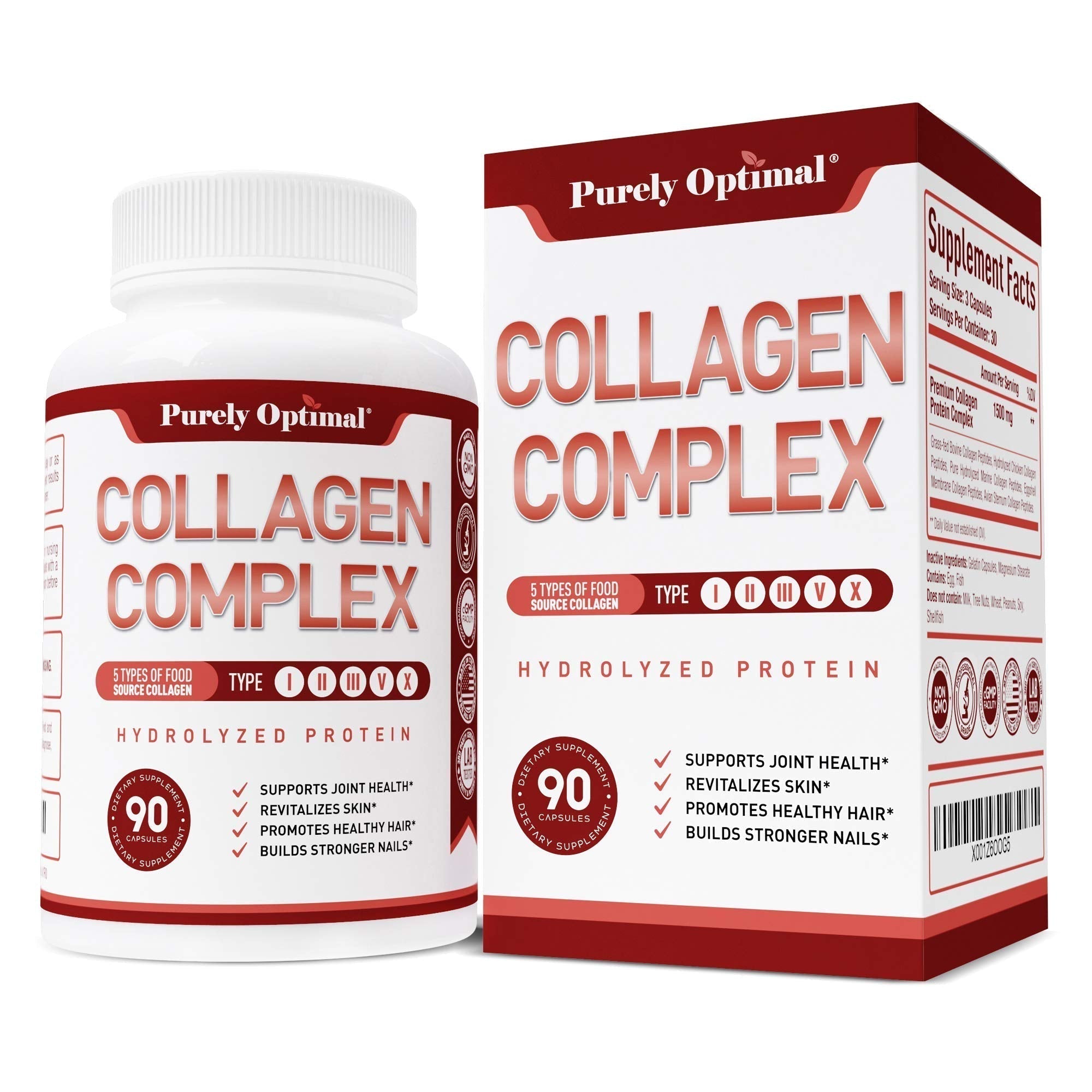 Purely Optimal Premium Multi Collagen Peptides Capsules (Types I, II, III, V, X) - Hair Purely Optimal buy supplements canada