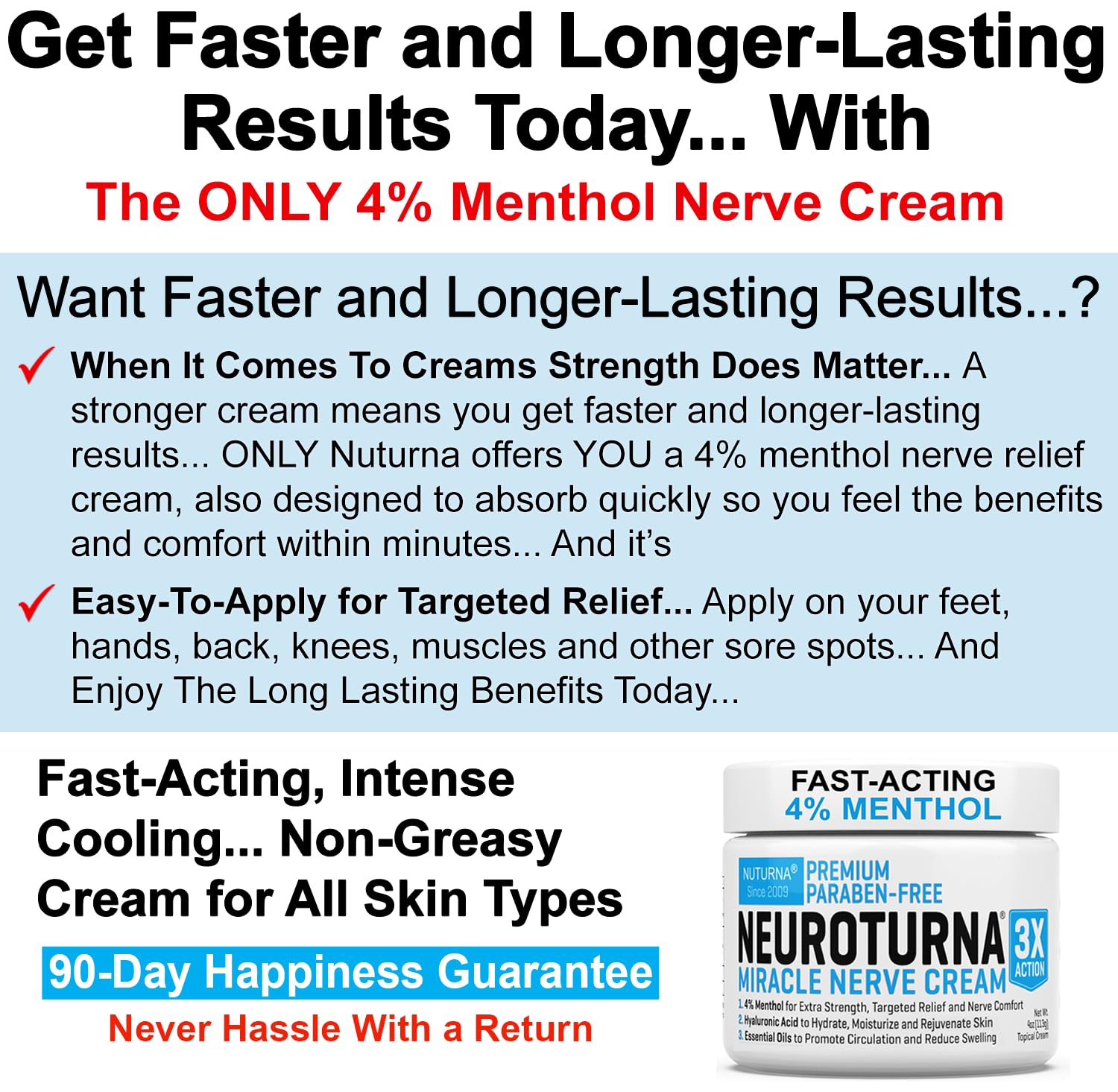 Neuropathy Nerve Relief Cream - Premium Nerve Cream 3X Action for Targeted Relief and Soothing Nerve Comfort - Maximum Strength with 4% Menthol Arnica MSM for Feet Hands Legs Toes & Back - Large 4 Oz Nuturna buy supplements canada