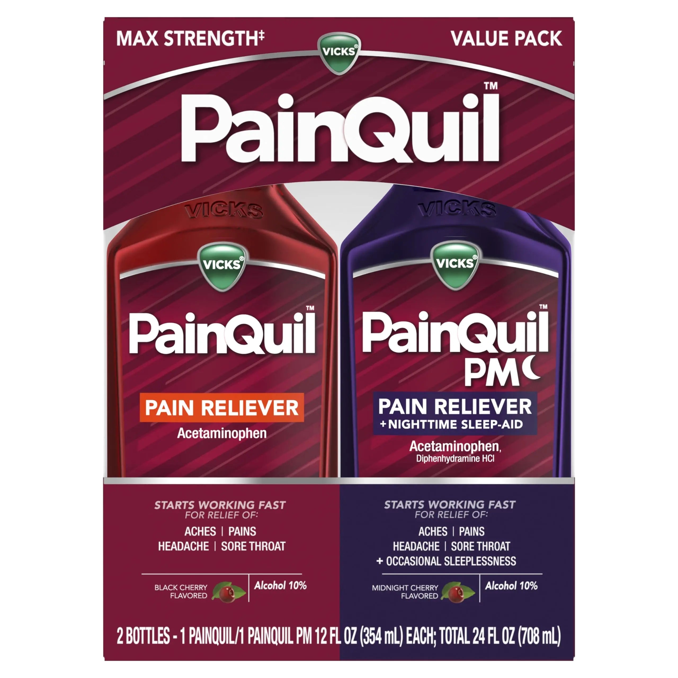 Vicks PainQuil & PainQuil PM Pain Relief Liquid, 1000mg Acetaminophen, 2x12 oz Vicks buy supplements canada