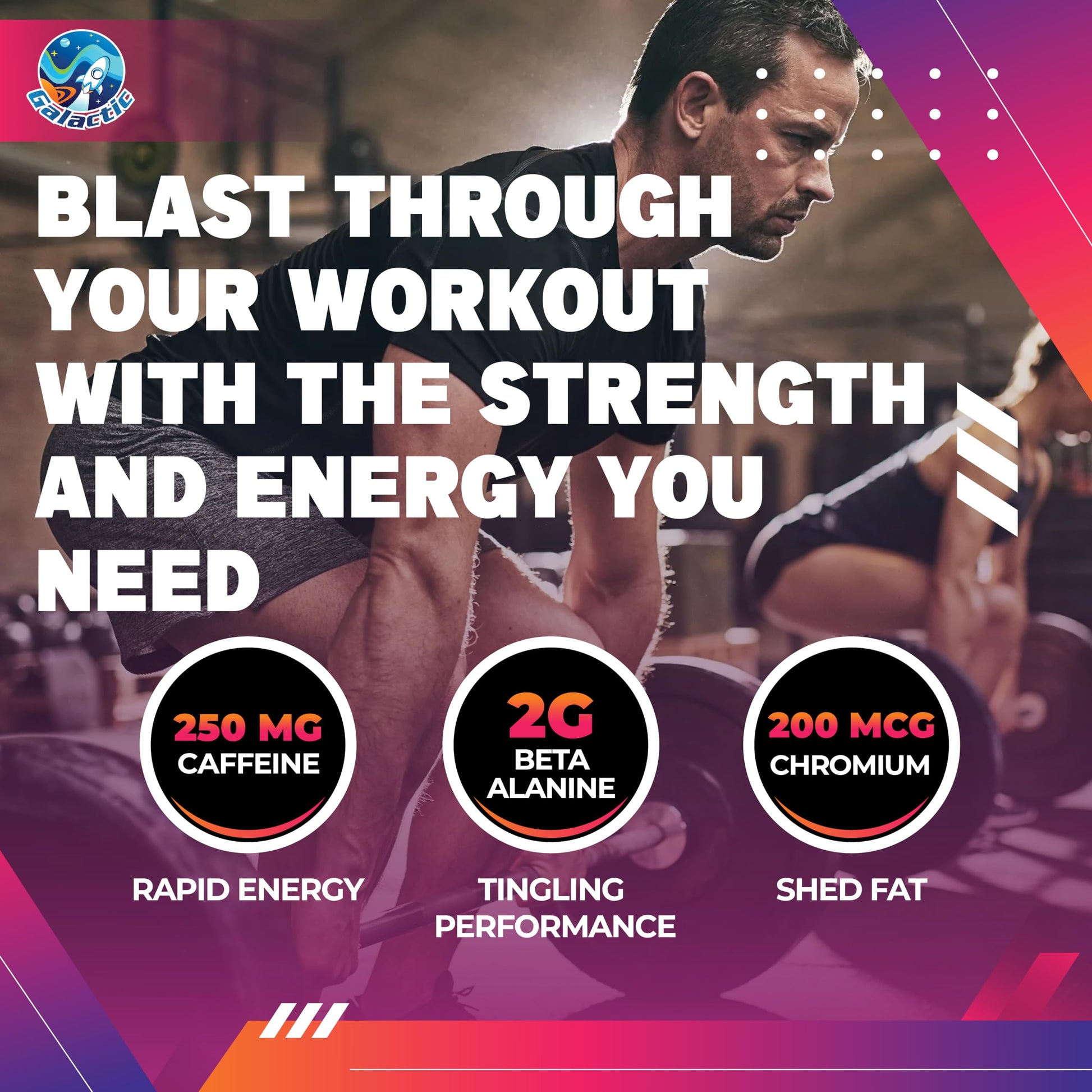 Galactic Pre-Workout Gummies, All Natural, 250mg Caffeine, Beta-Alanine, L-Citrulline Galactic buy supplements canada