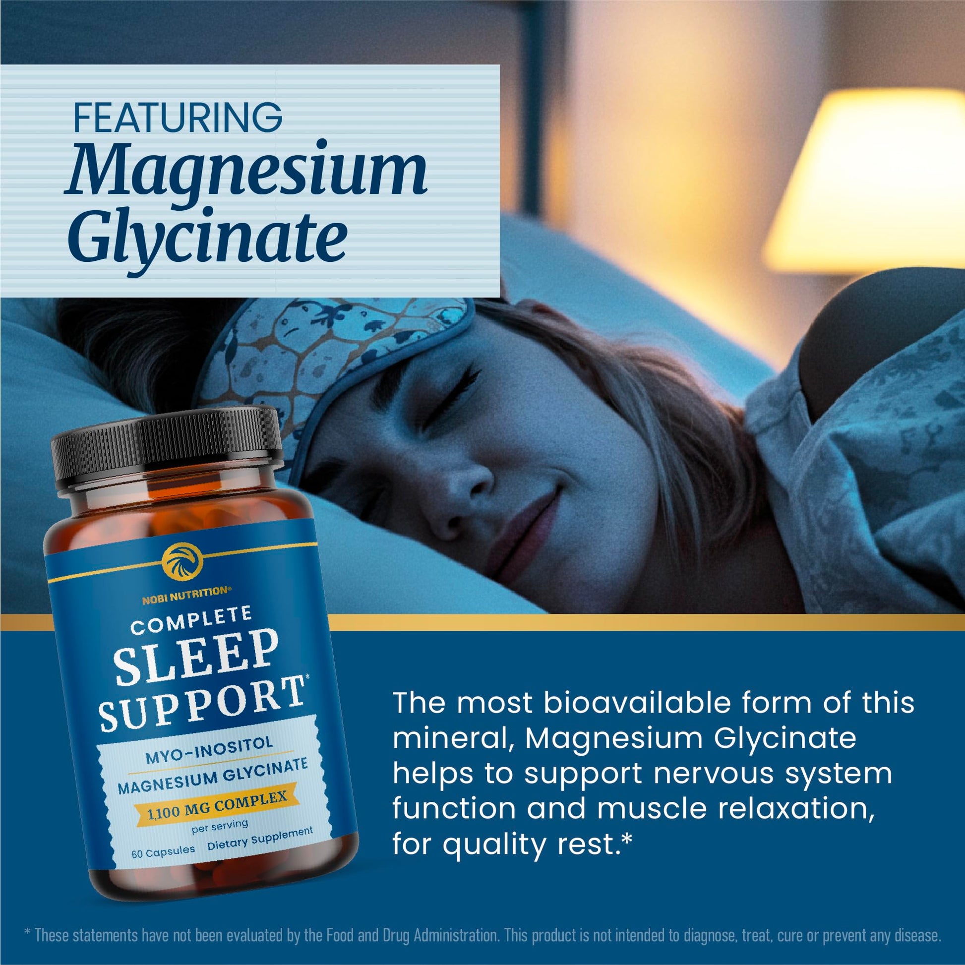 Complete Sleep Support | Myo Inositol + Magnesium Glycinate | Restful Sleep & Relaxation Support | 1100MG Complex | Melatonin-Free, Non-GMO | Inositol Supplement with Magnesium-Glycinate | 60 Ct Nobi Nutrition buy supplements canada