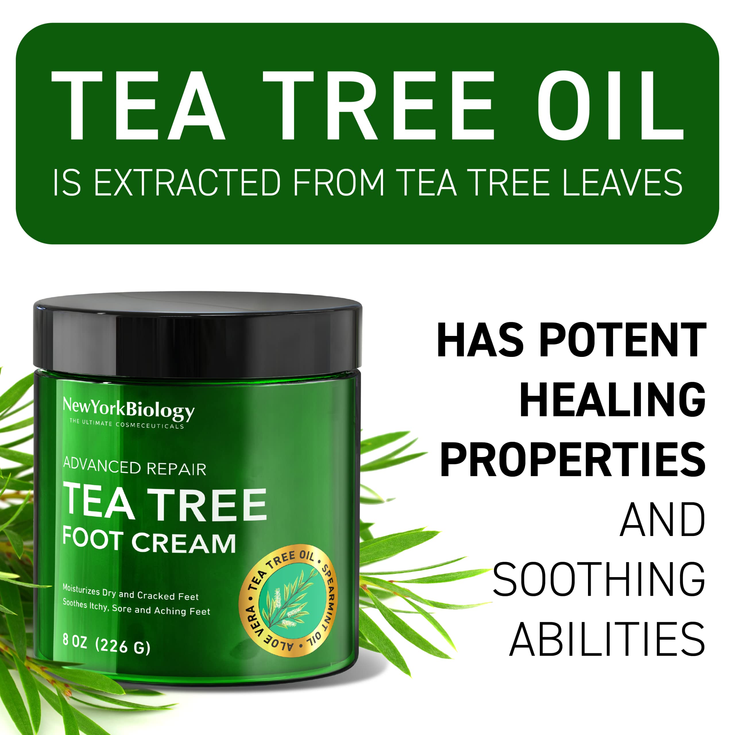 New York Biology Tea Tree Oil Foot Cream for Dry Cracked Feet, Athletes Foot, Nail Fungus NEW YORK BIOLOGY THE ULTIMATE COSMECEUTICALS buy supplements canada
