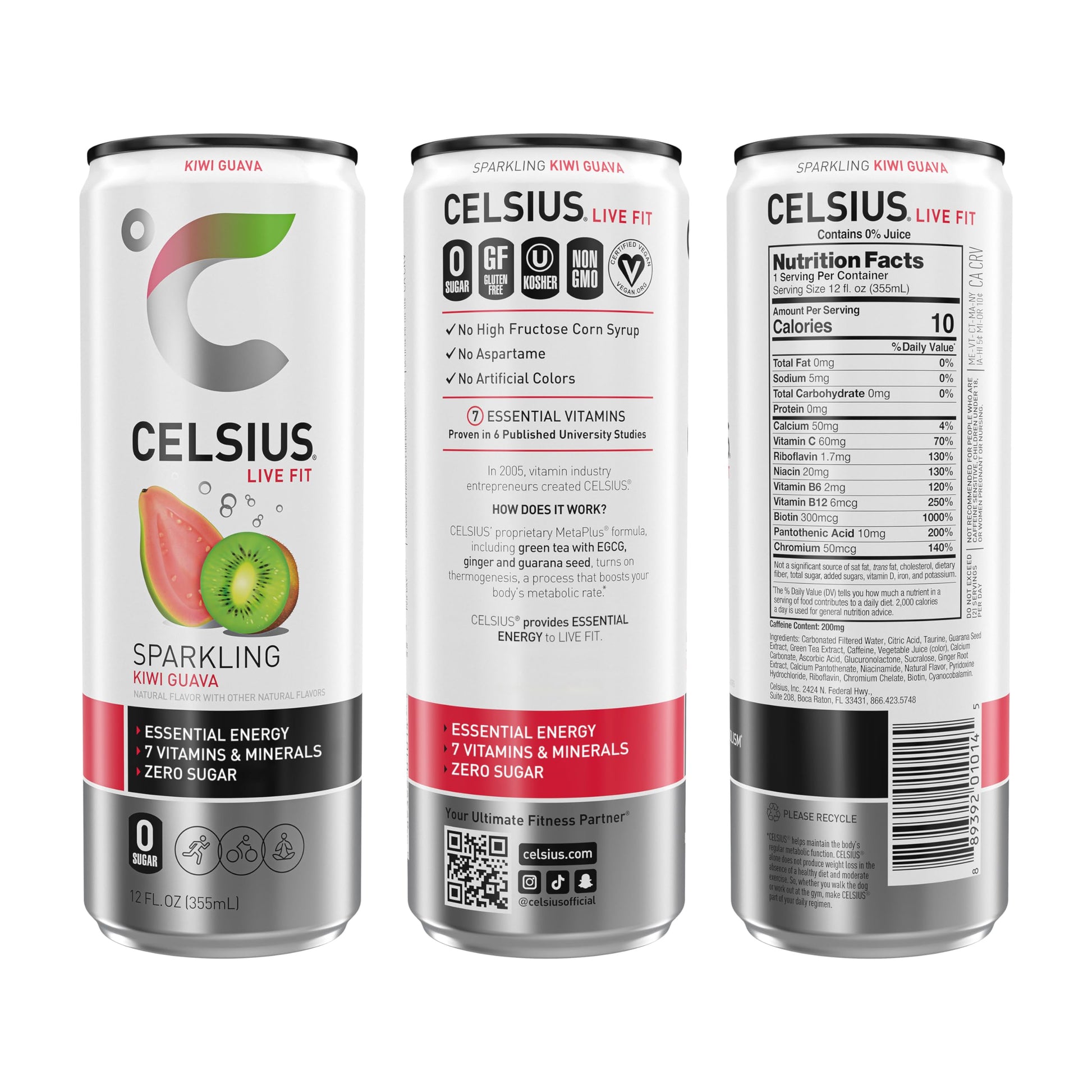 CELSIUS Sparkling Kiwi Guava, Functional Essential Energy Drink 12 Fl Oz (Pack of 12) CELSIUS buy supplements canada
