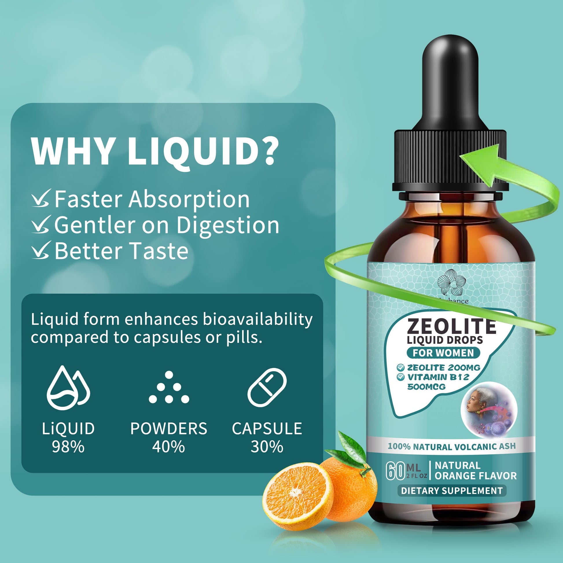 Zeolite Drops for Women,Adults and Kids- Clinoptilolite Zeolite Liquid Drops with Vitamin B12 & D3 - Heavy Metal Support, Immune Health, Natural Metabolism, Energy & Clear Skin - 30 Day Vegan Supply Herbance buy supplements canada