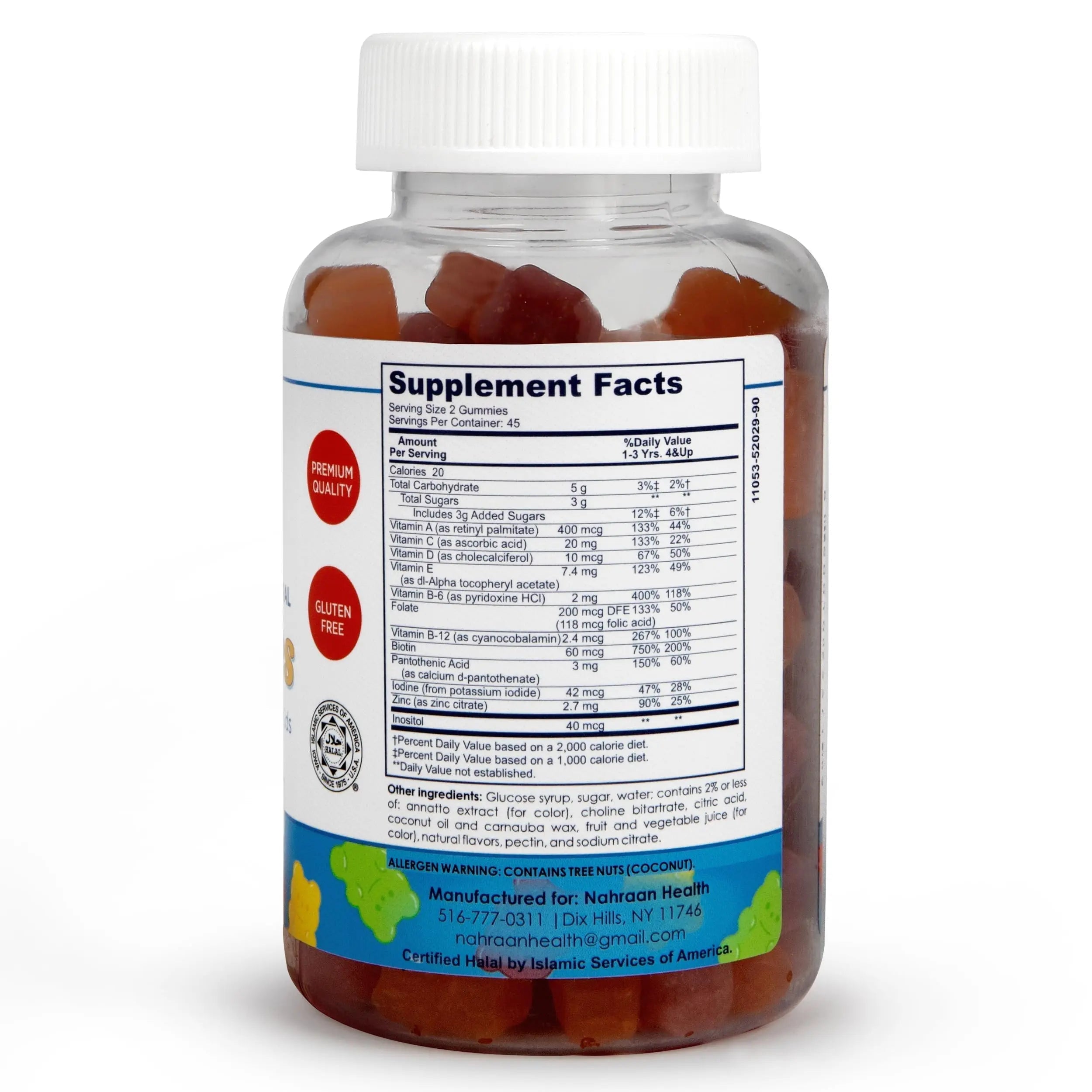 NAHRAAN HEALTH Halal Vitamins for Kids - Halal Multivitamins for Kids Vitamin A, C, D, E, B6, B12 - Non-GMO Vegetarian, Halal Gummies - 90 Count NAHRAAN HEALTH buy supplements canada