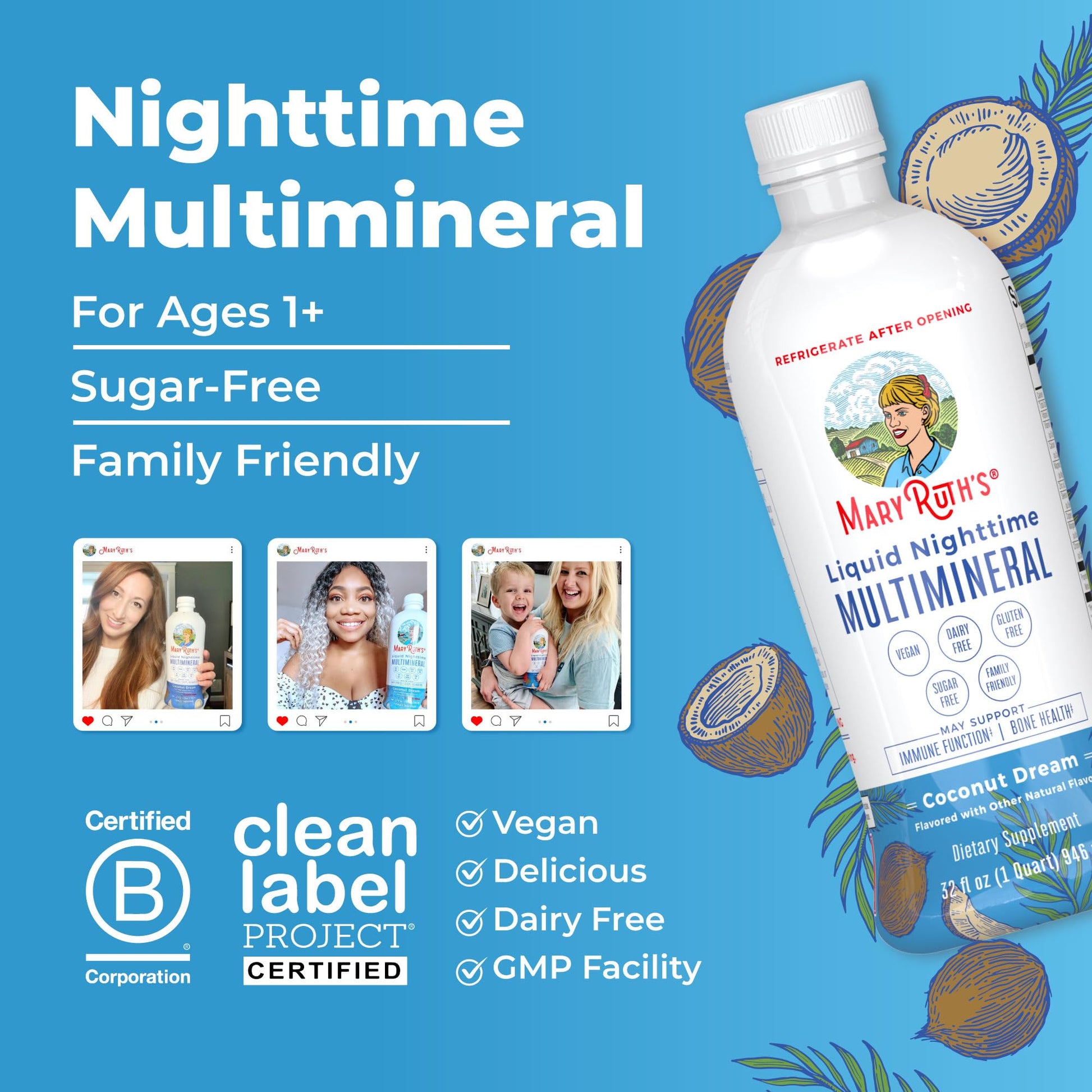 MaryRuth Organics Liquid Nighttime Multimineral | No Melatonin | Bedtime Routine | Magnesium Citrate | Calcium | Zinc | Vitamin D3| Available in 4 Flavors - Vegan | Sugar Free | Gluten Free | 32 Oz MARYRUTH'S buy supplements canada