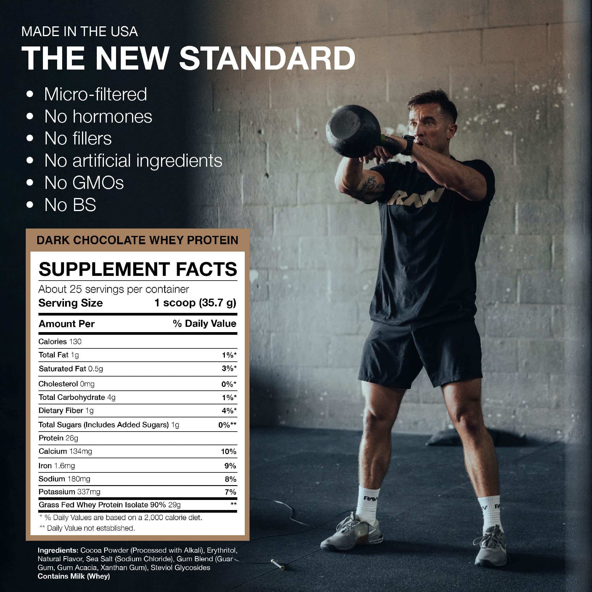 RAW Whey Isolate Protein Powder, Dark Chocolate - 100% Grass-Fed Sports Nutrition RAW buy supplements canada