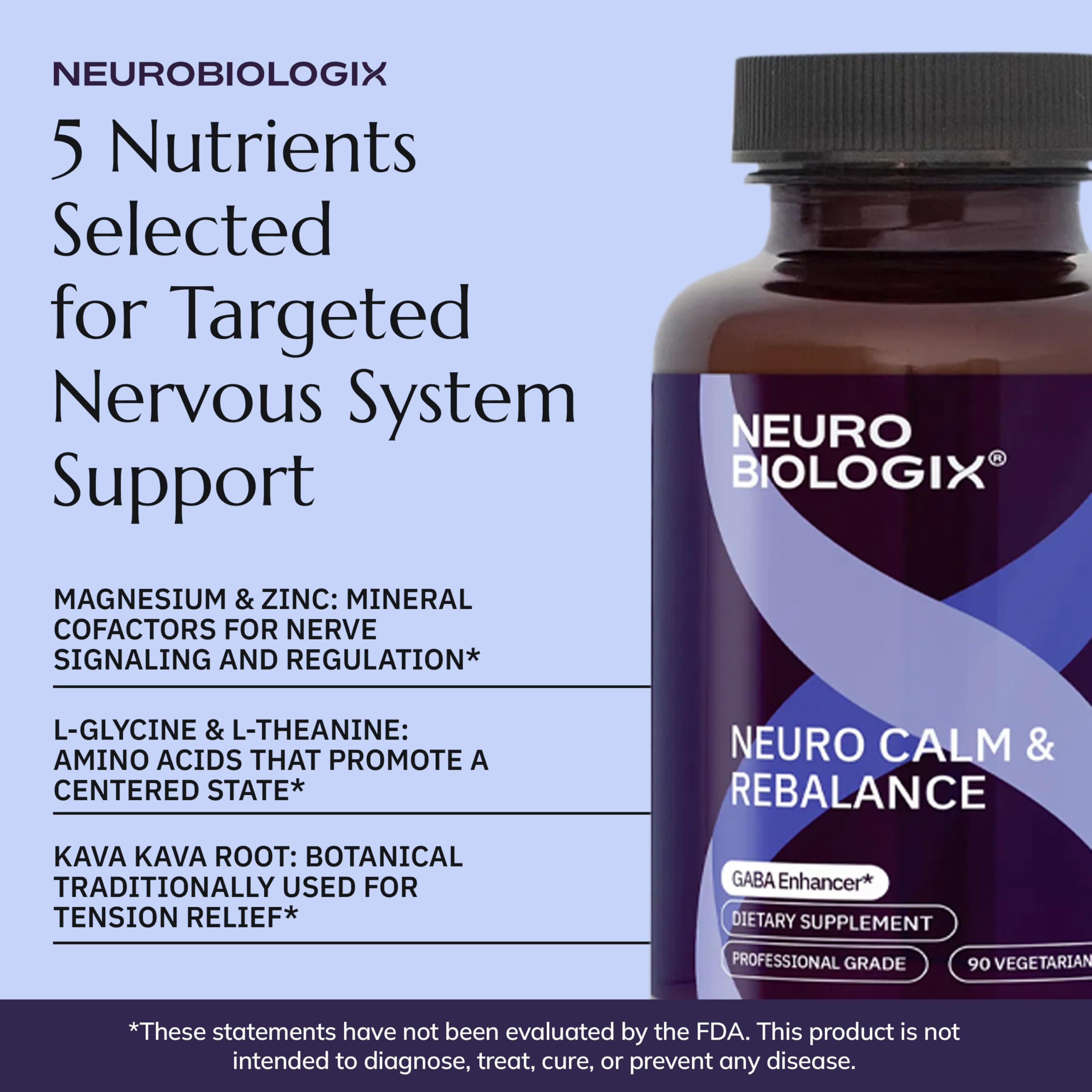 Neurobiologix Neuro Calm & Rebalance, L Theanine, Magnesium, Zinc & Kava Kava Complex for Calm Mood Balance and Stress Support, GABA Activity Support Supplement, Gluten Free, Vegetarian, 90 Capsules Neurobiologix buy supplements canada